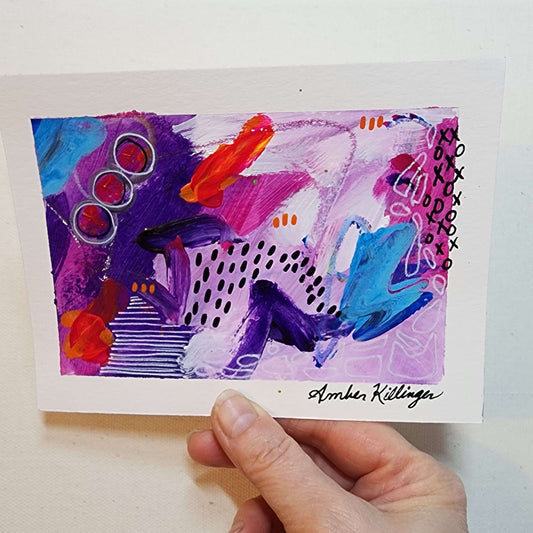 Stepping Through The Abstractions 1 - Original Abstract Art on Paper 6x4.5 inches