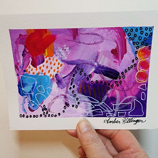 Stepping Through The Abstractions 3 - Original Abstract Art on Paper 6x4.5 inches