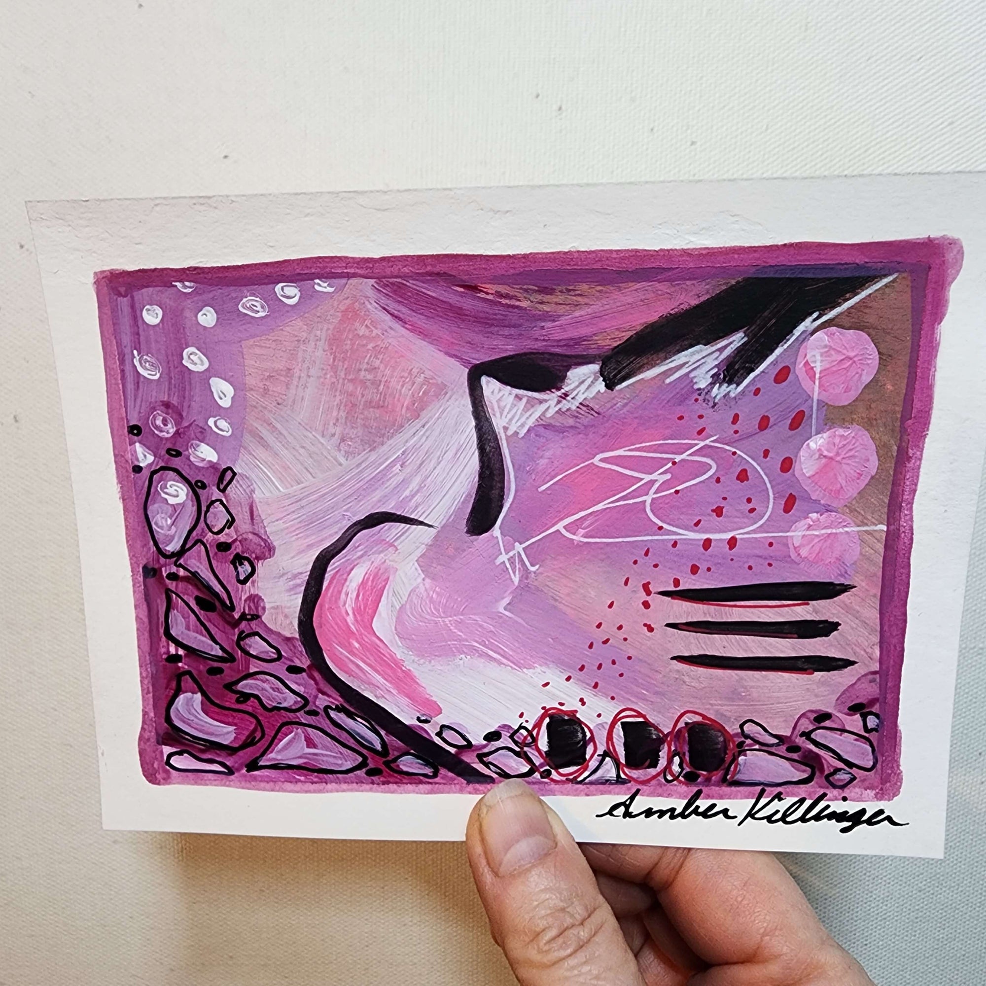 Whimsical Melody 1 - Original Abstract Art on Paper 6x4.5 inches