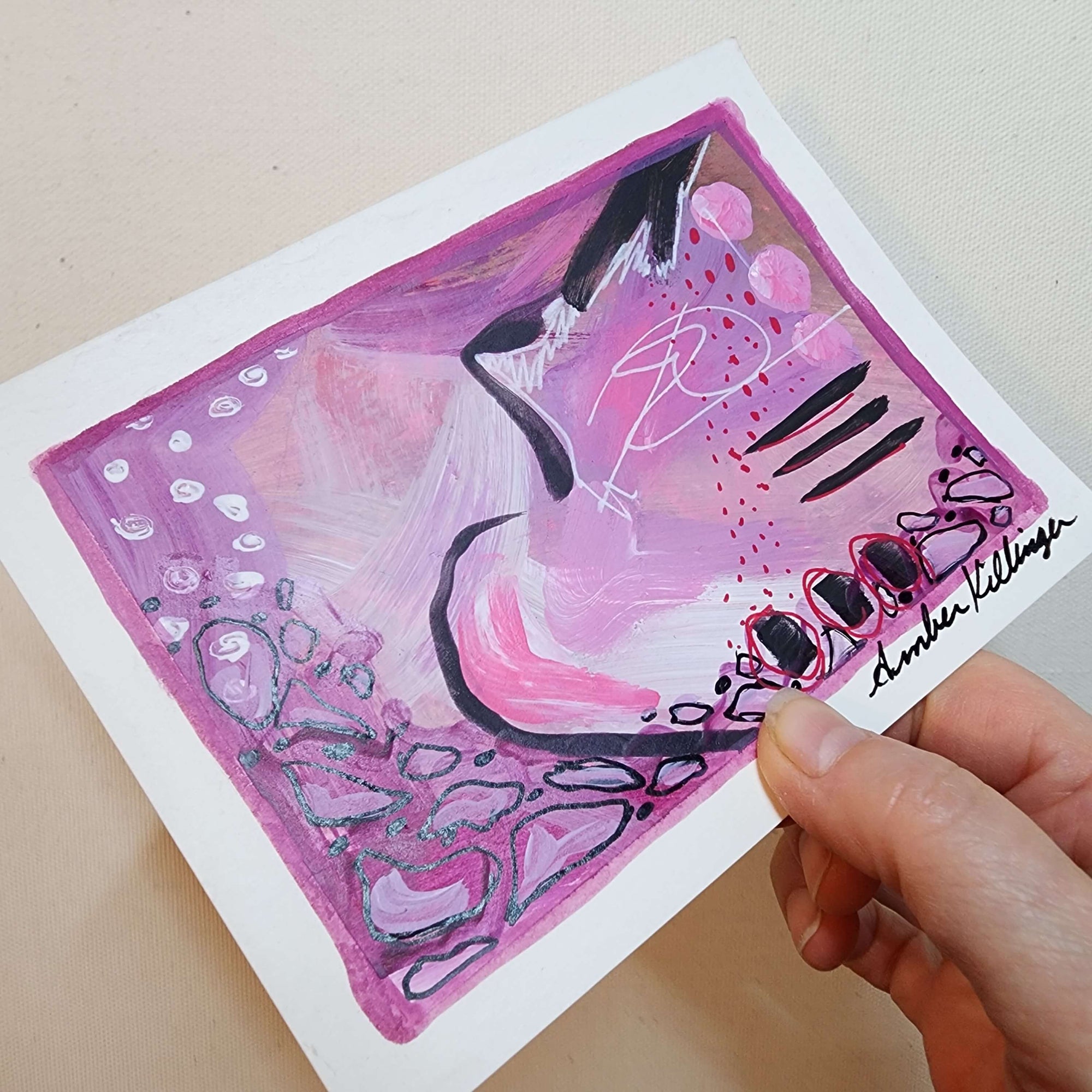 Whimsical Melody 1 - Original Abstract Art on Paper 6x4.5 inches