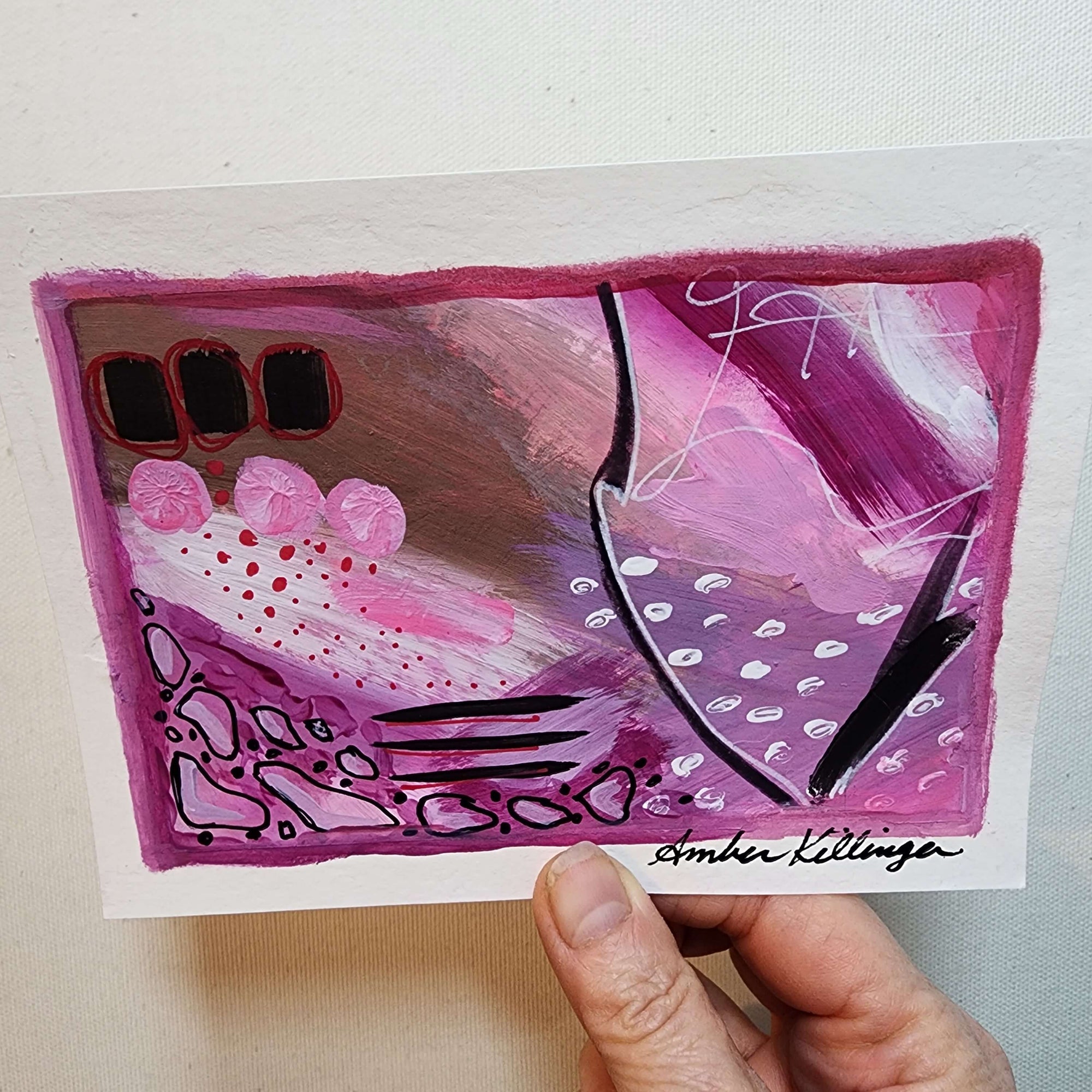 Whimsical Melody 2 - Original Abstract Art on Paper 6x4.5 inches