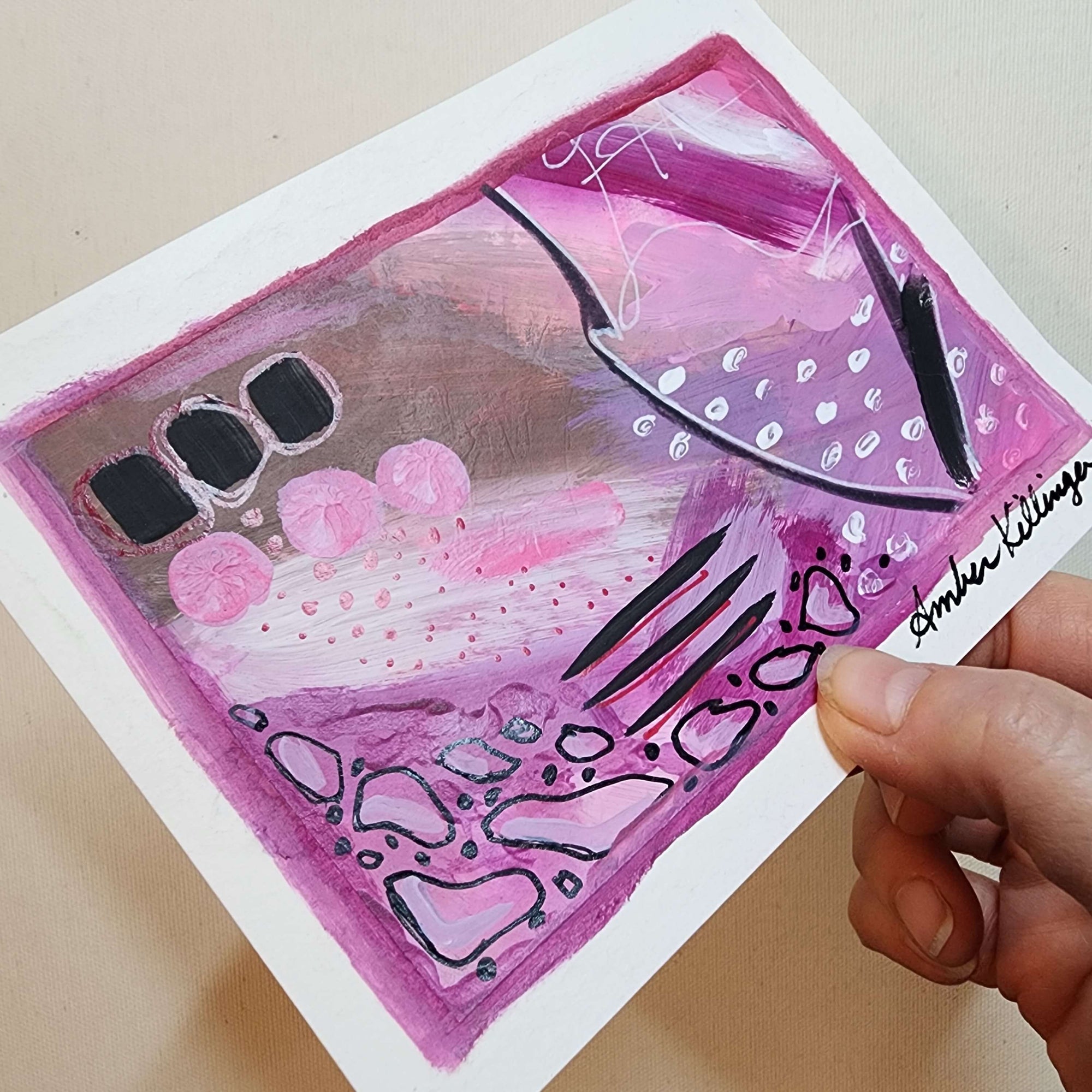 Whimsical Melody 2 - Original Abstract Art on Paper 6x4.5 inches