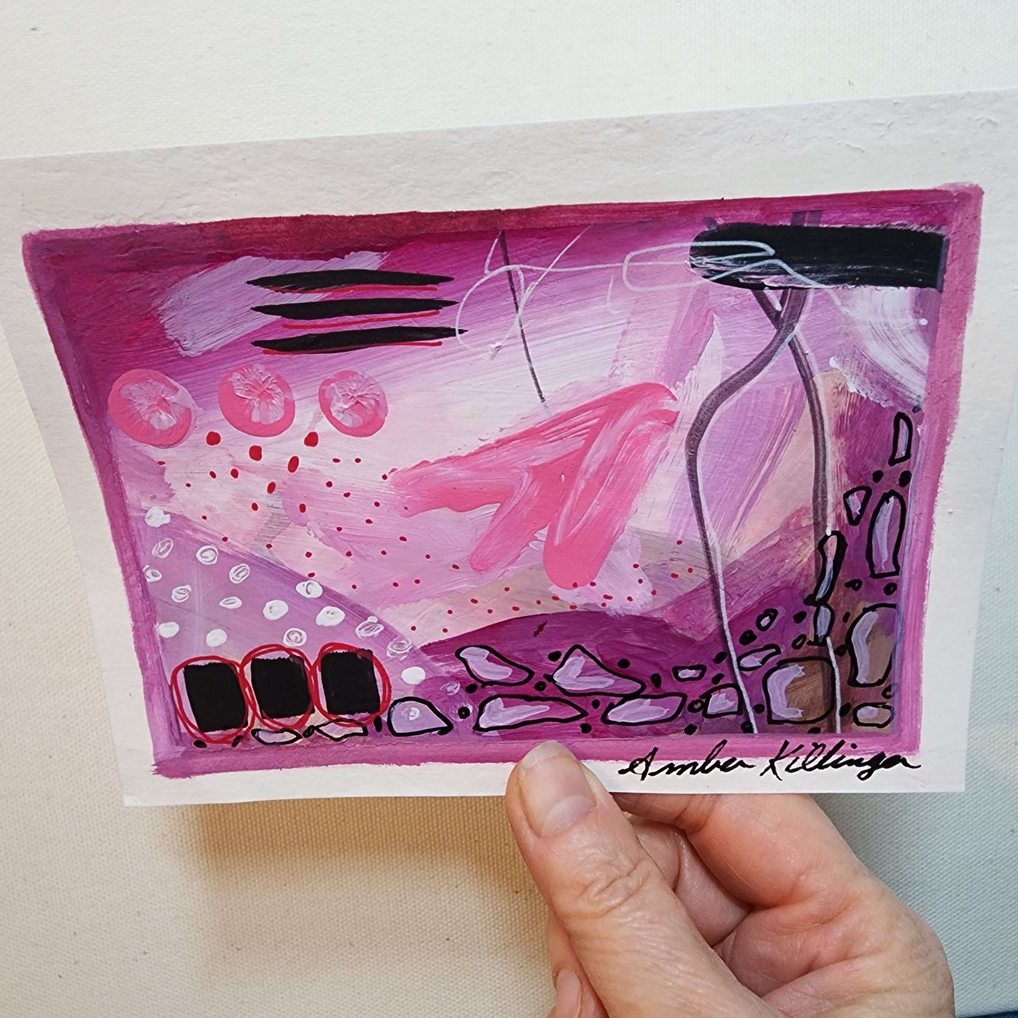 Whimsical Melody 3 - Original Abstract Art on Paper 6x4.5 inches