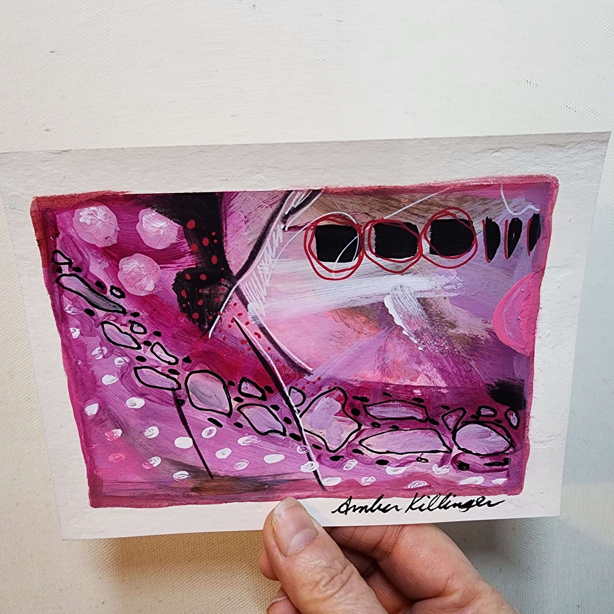 Whimsical Melody 4 - Original Abstract Art on Paper 6x4.5 inches