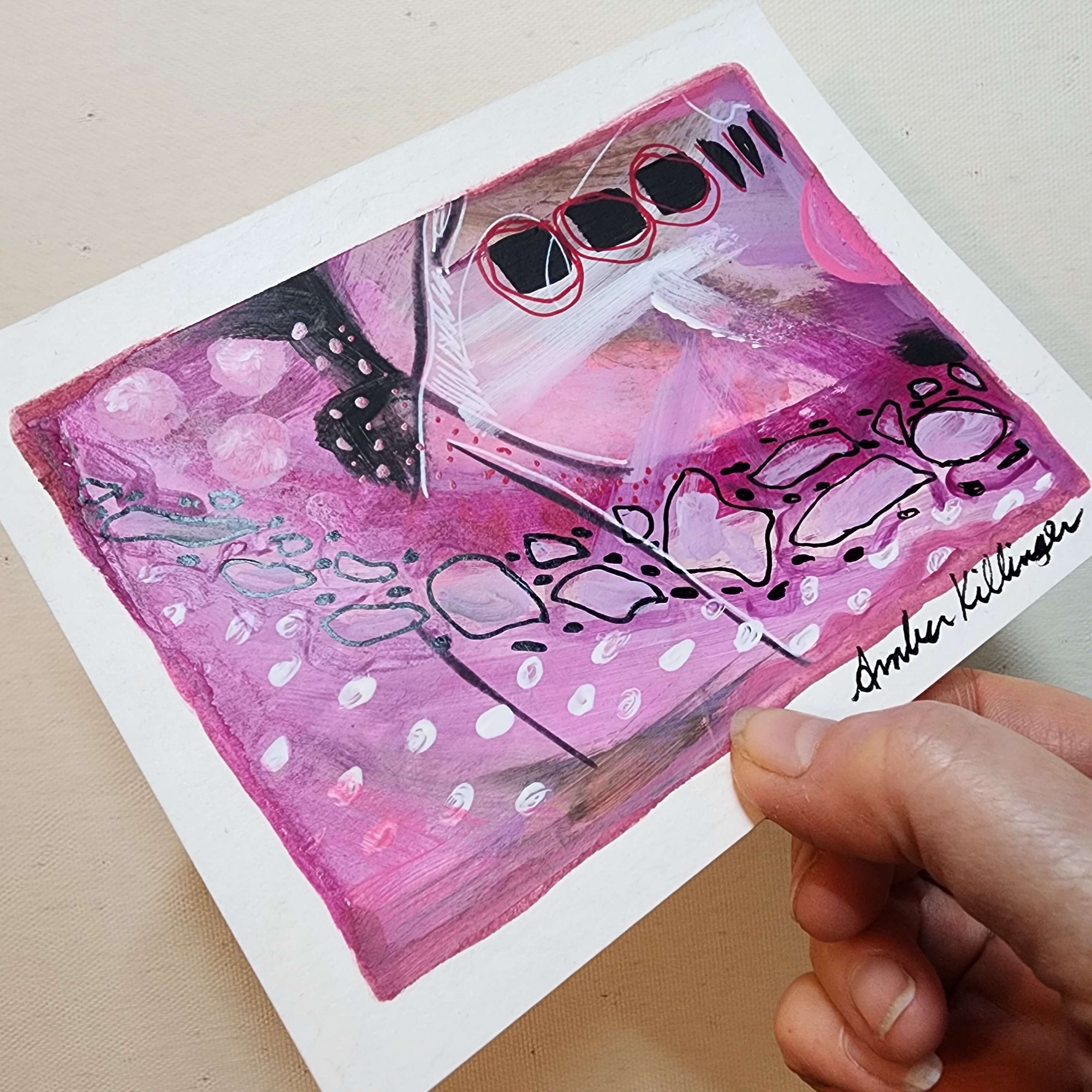 Whimsical Melody 4 - Original Abstract Art on Paper 6x4.5 inches
