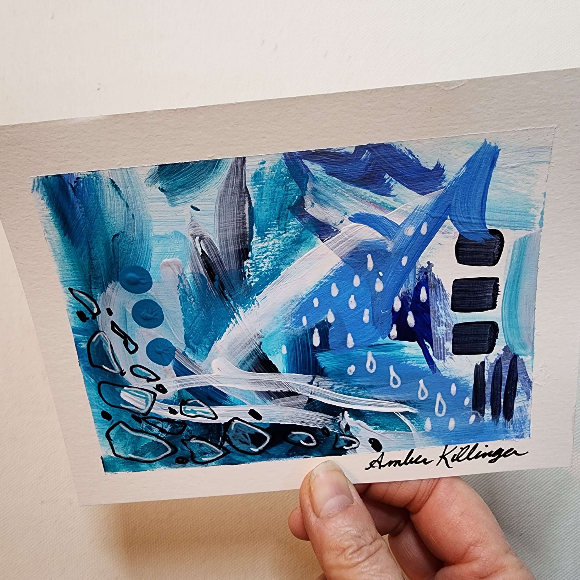 Rainy Days 3 - Original Abstract Art on Paper 6x4.5 inches
