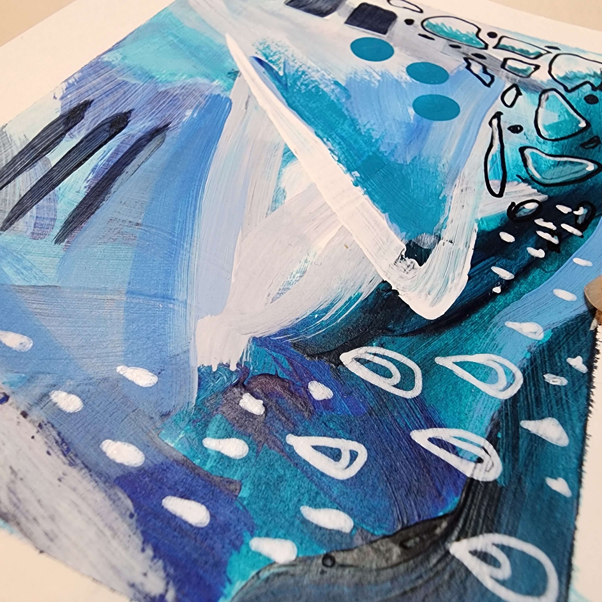 Rainy Days 4 - Original Abstract Art on Paper 6x4.5 inches