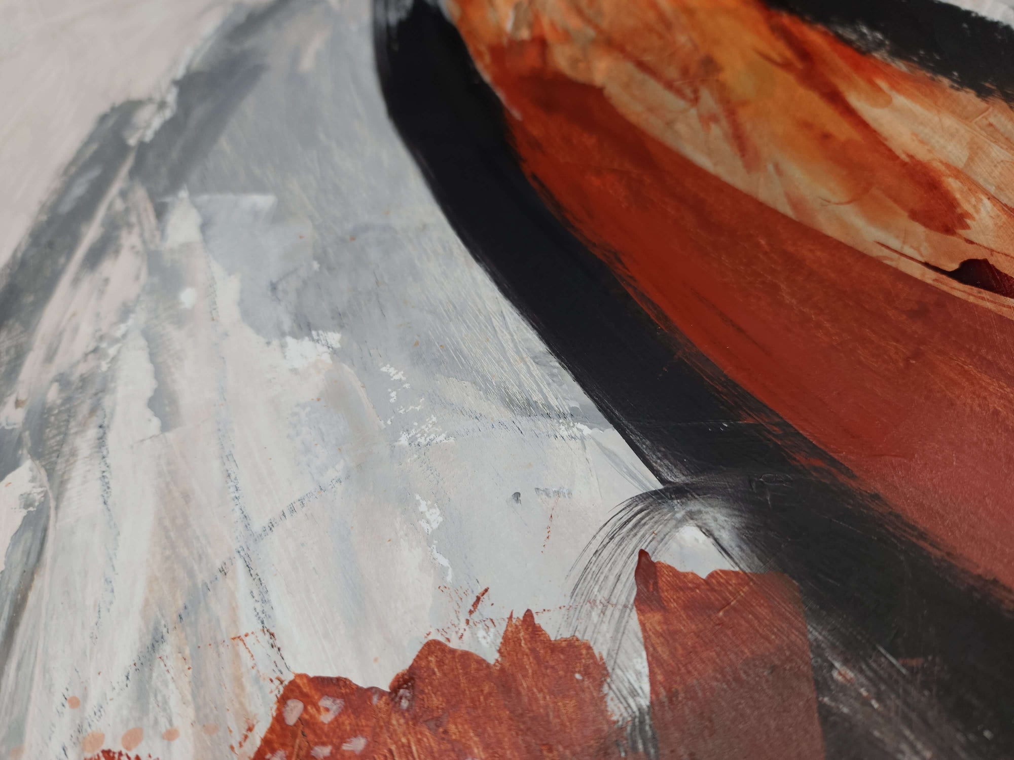 close up detail of industrial grunge abstract painting, abstract art by Amber Killinger, 24x18 on paper