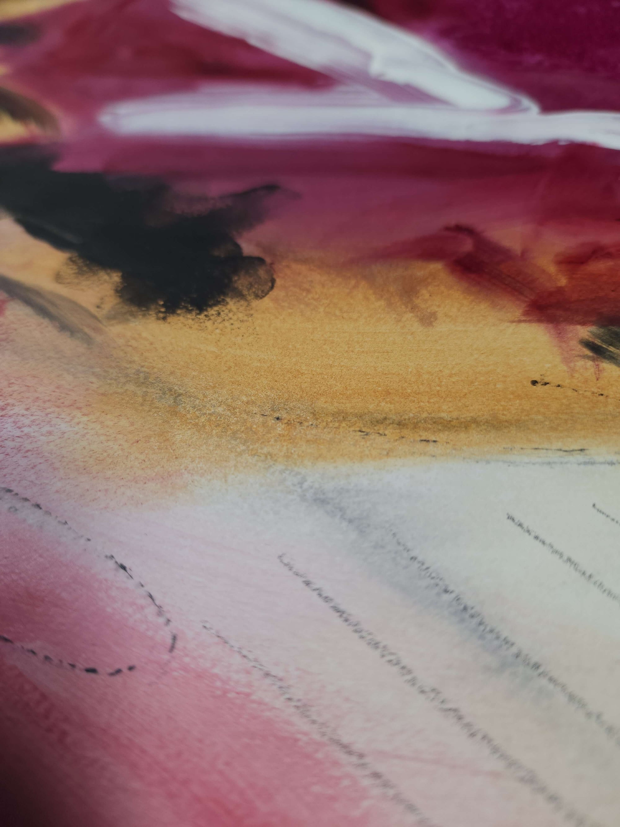 close up detail of Pink abstract art, original painting by Amber Killinger