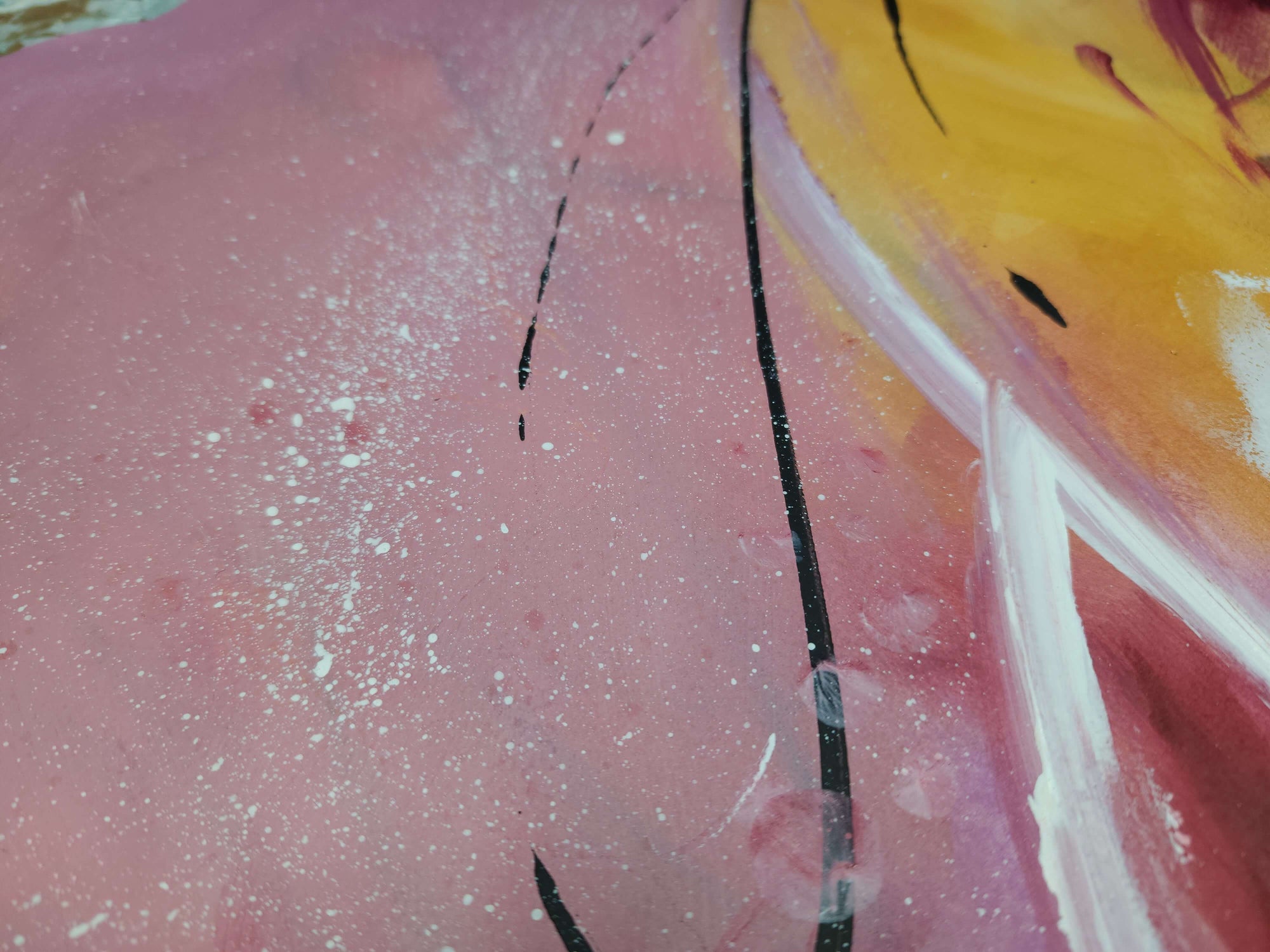 close up detail of Pink abstract art, original painting by Amber Killinger