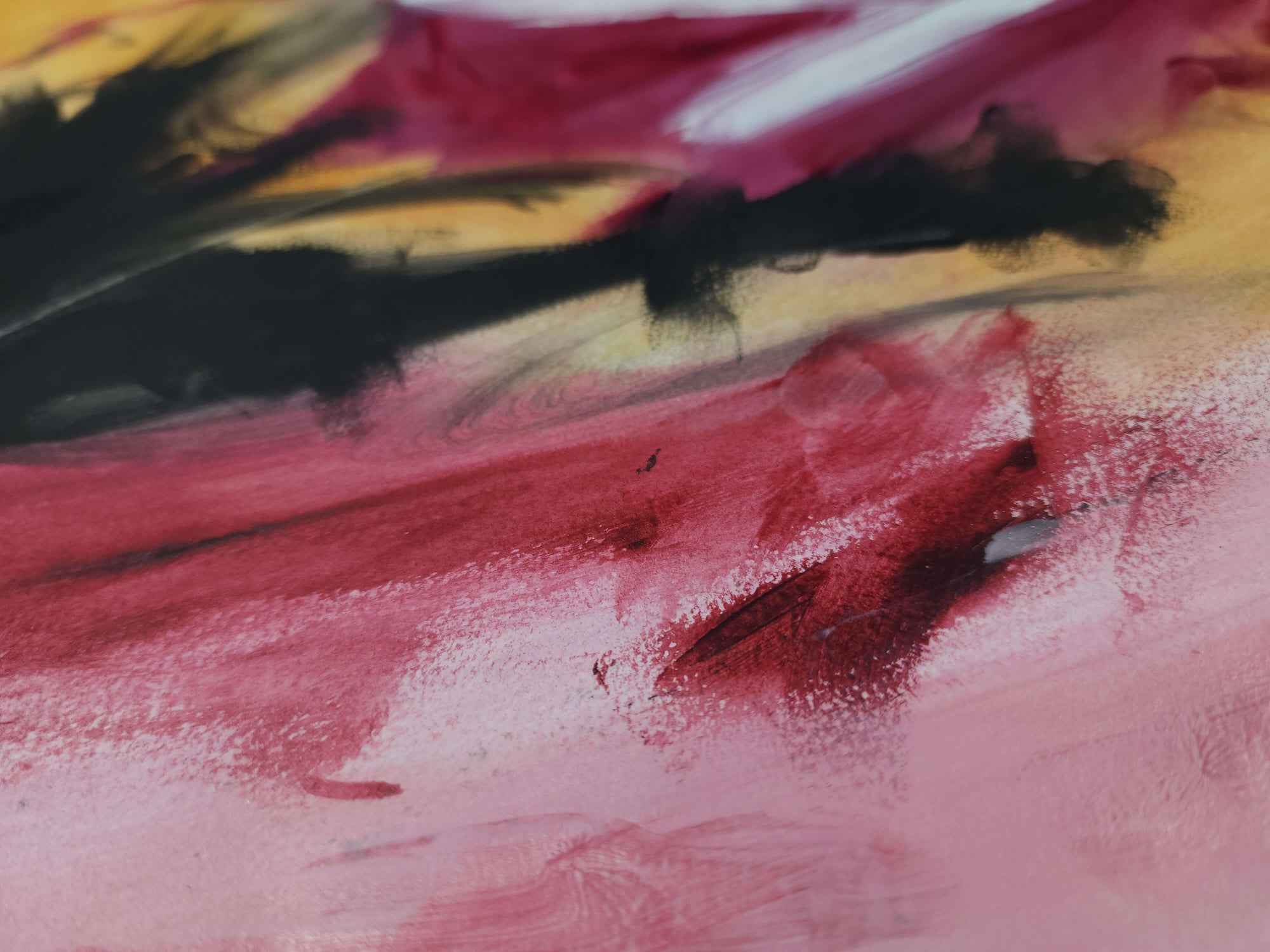 close up detail of Pink abstract art, original painting by Amber Killinger