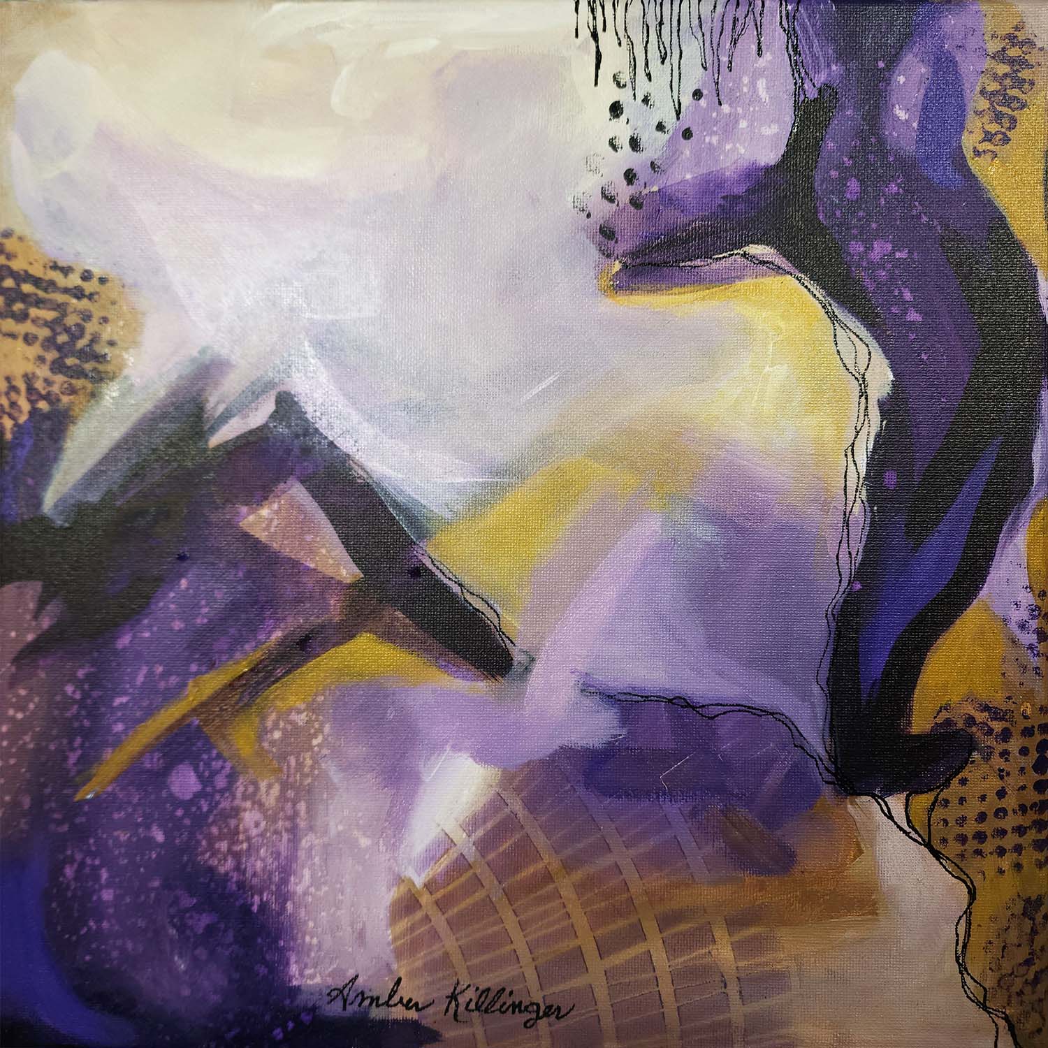 On Purpose Purple Diptych - Original Abstract Art Painting 12x12 (2 pc) (Unframed)