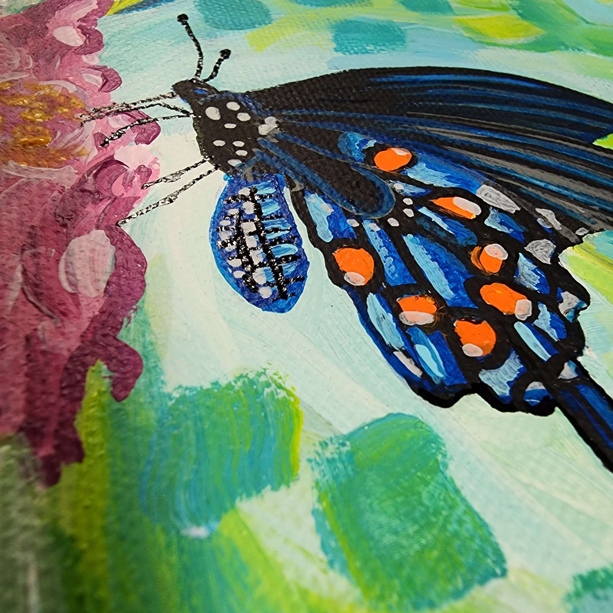 Energy of Spring - Butterfly Original Painting 10x10 (Unframed)