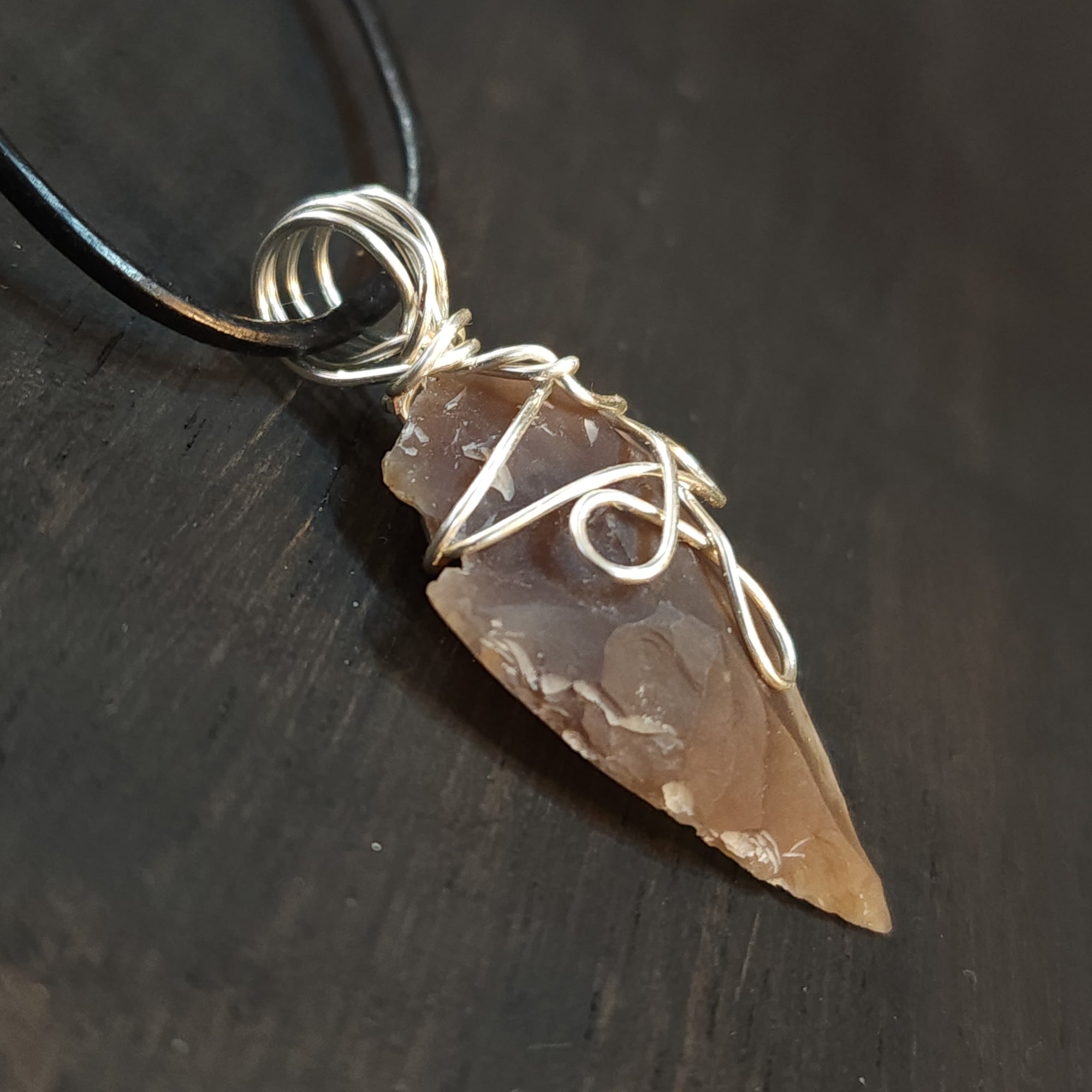 Mens Celtic Knot Flint Arrowhead Pendant Necklace