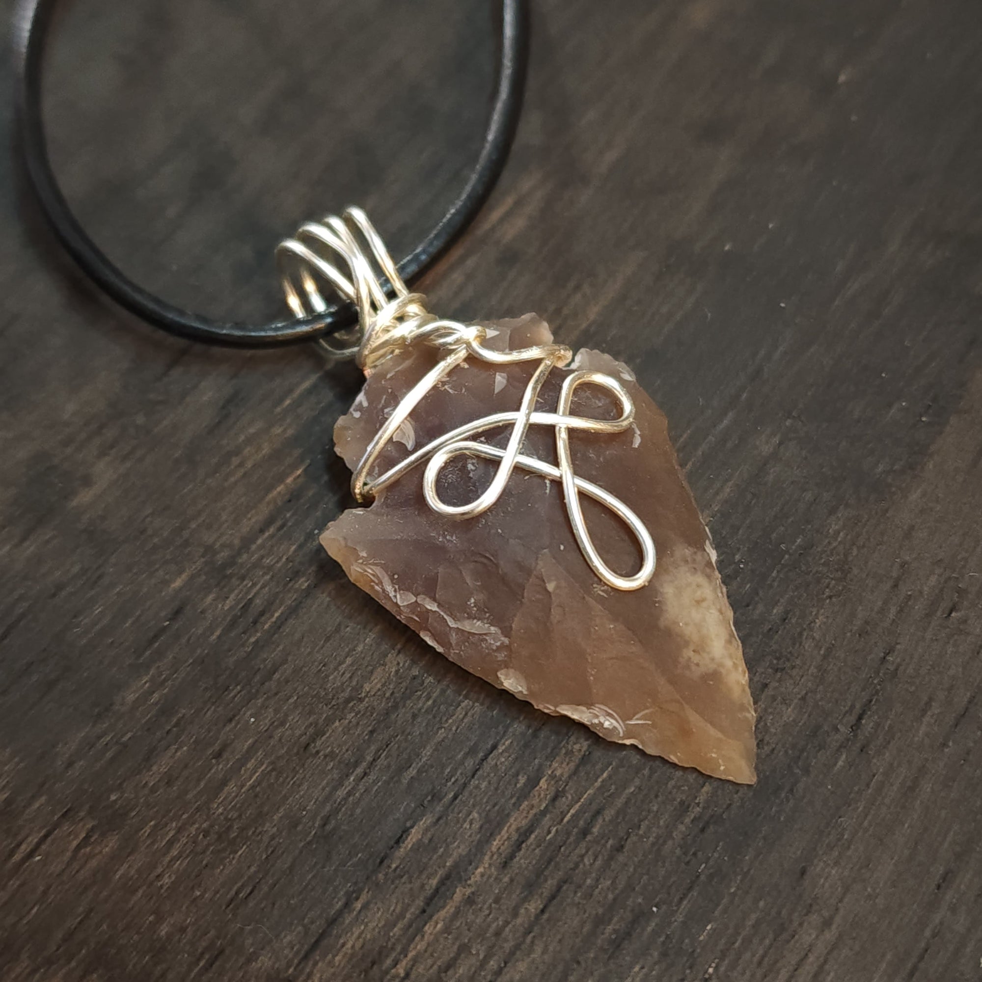 Mens Celtic Knot Flint Arrowhead Pendant Necklace