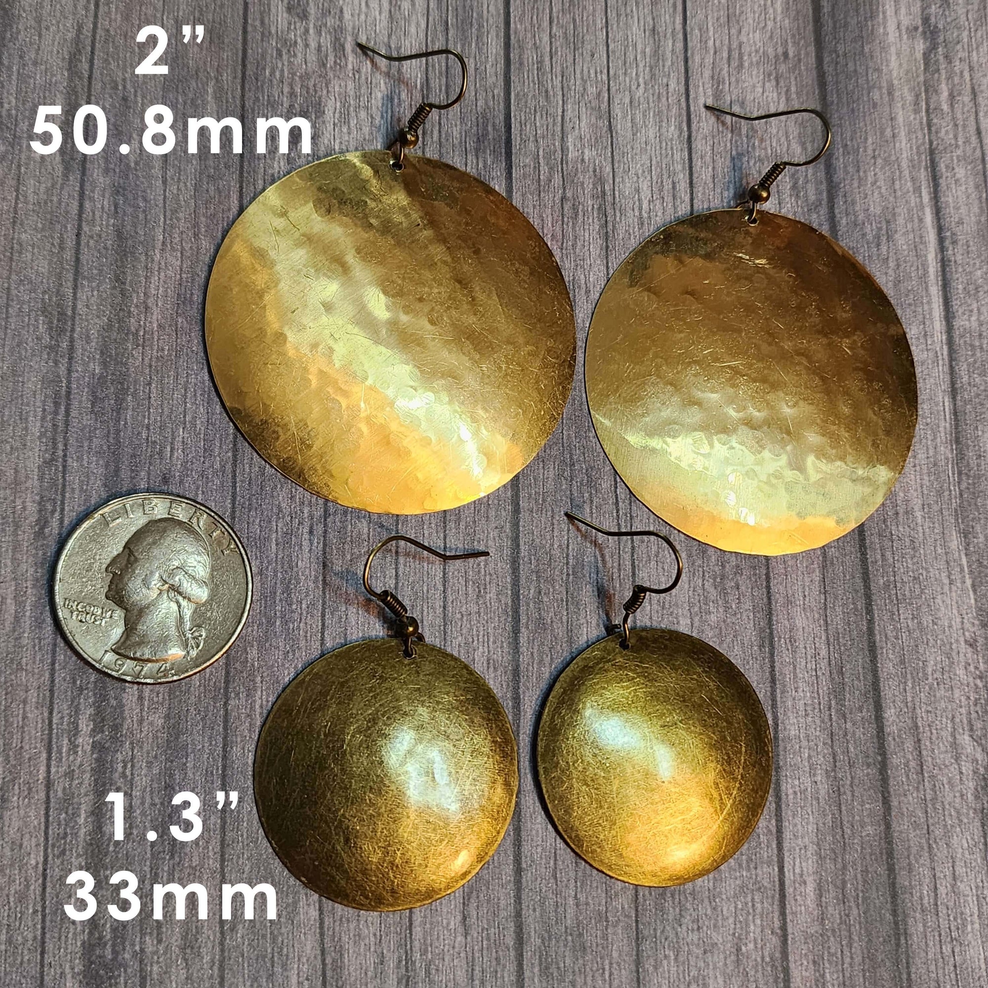 Hammered Brass Disc Earrings