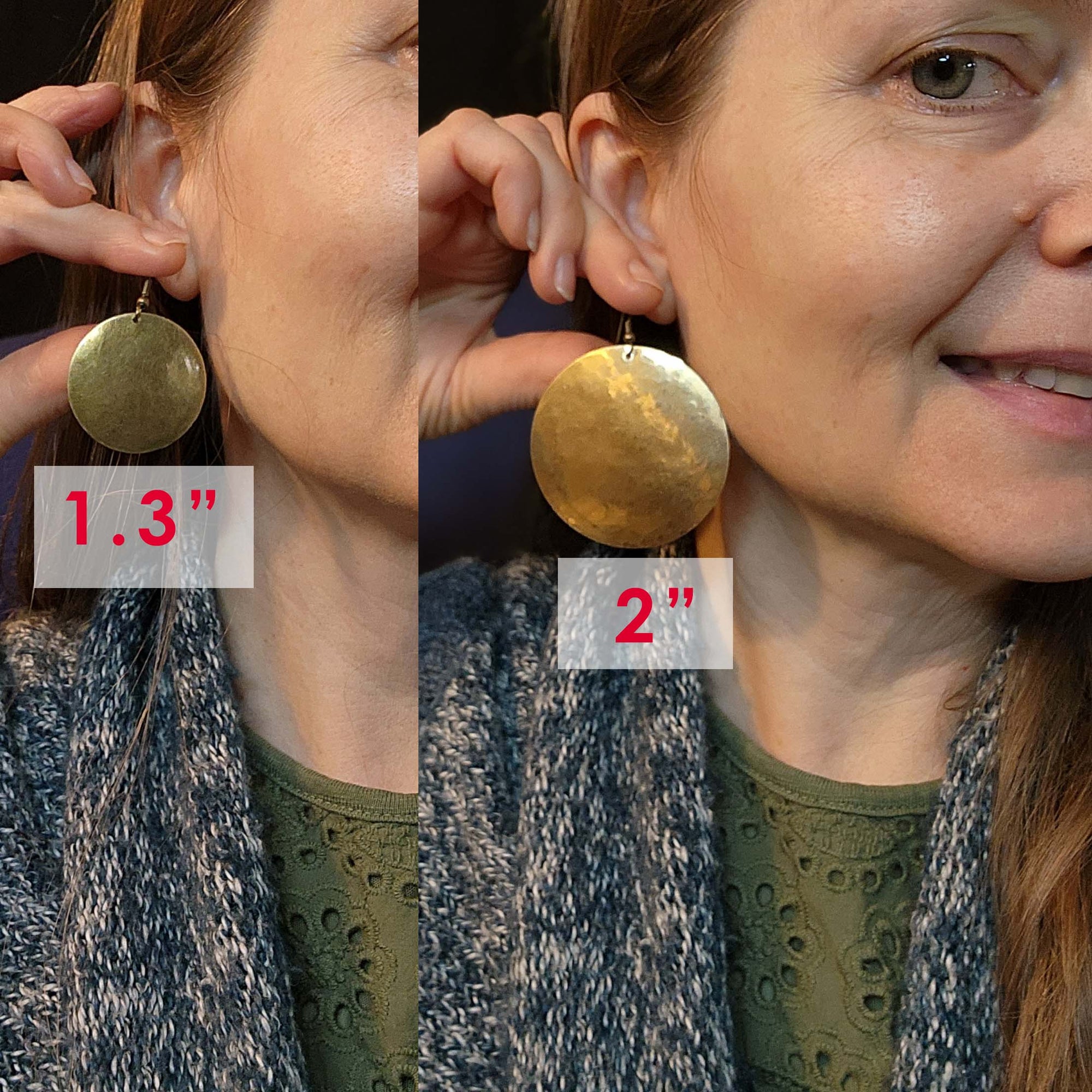 Hammered Brass Disc Earrings