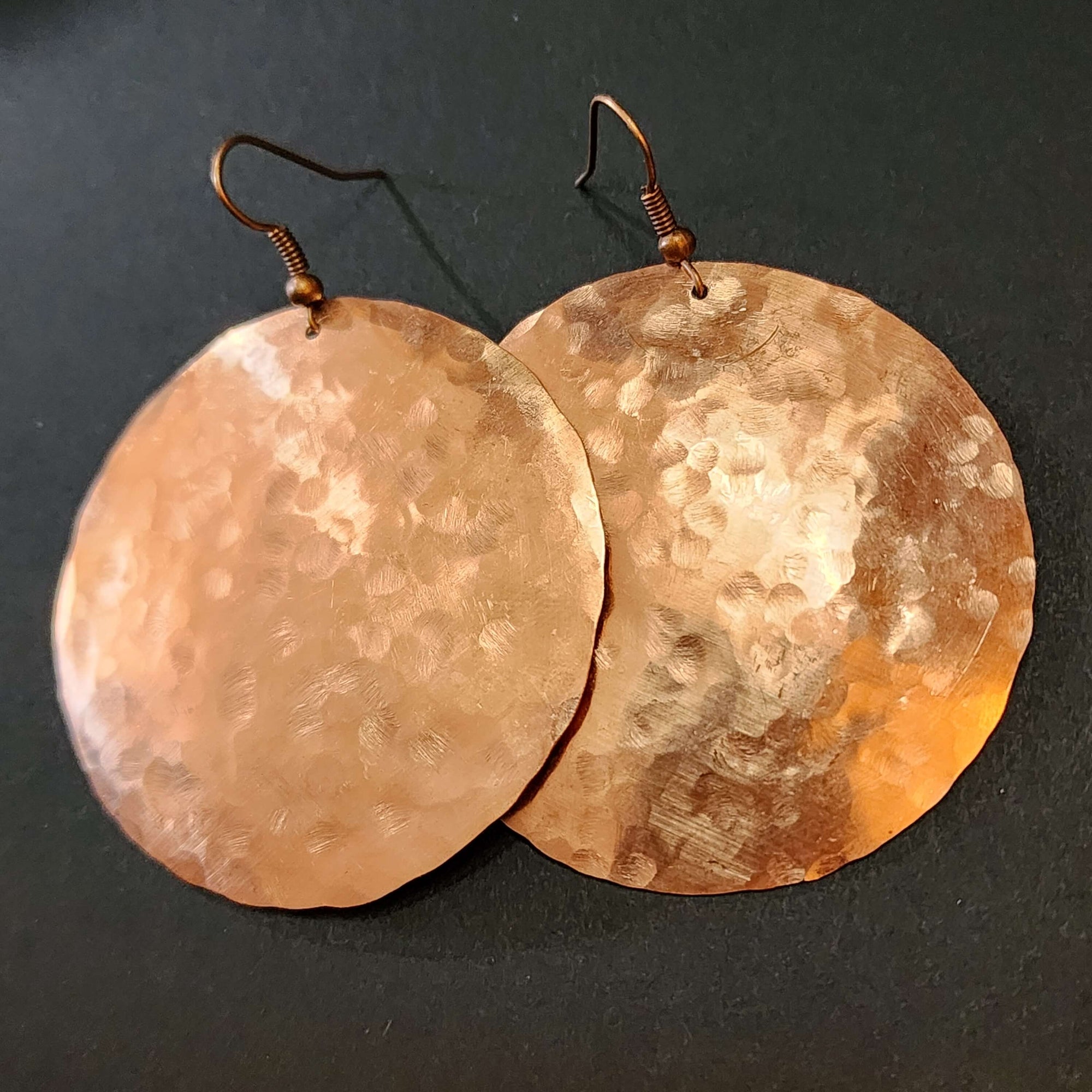 Hammered Copper Disc Earrings