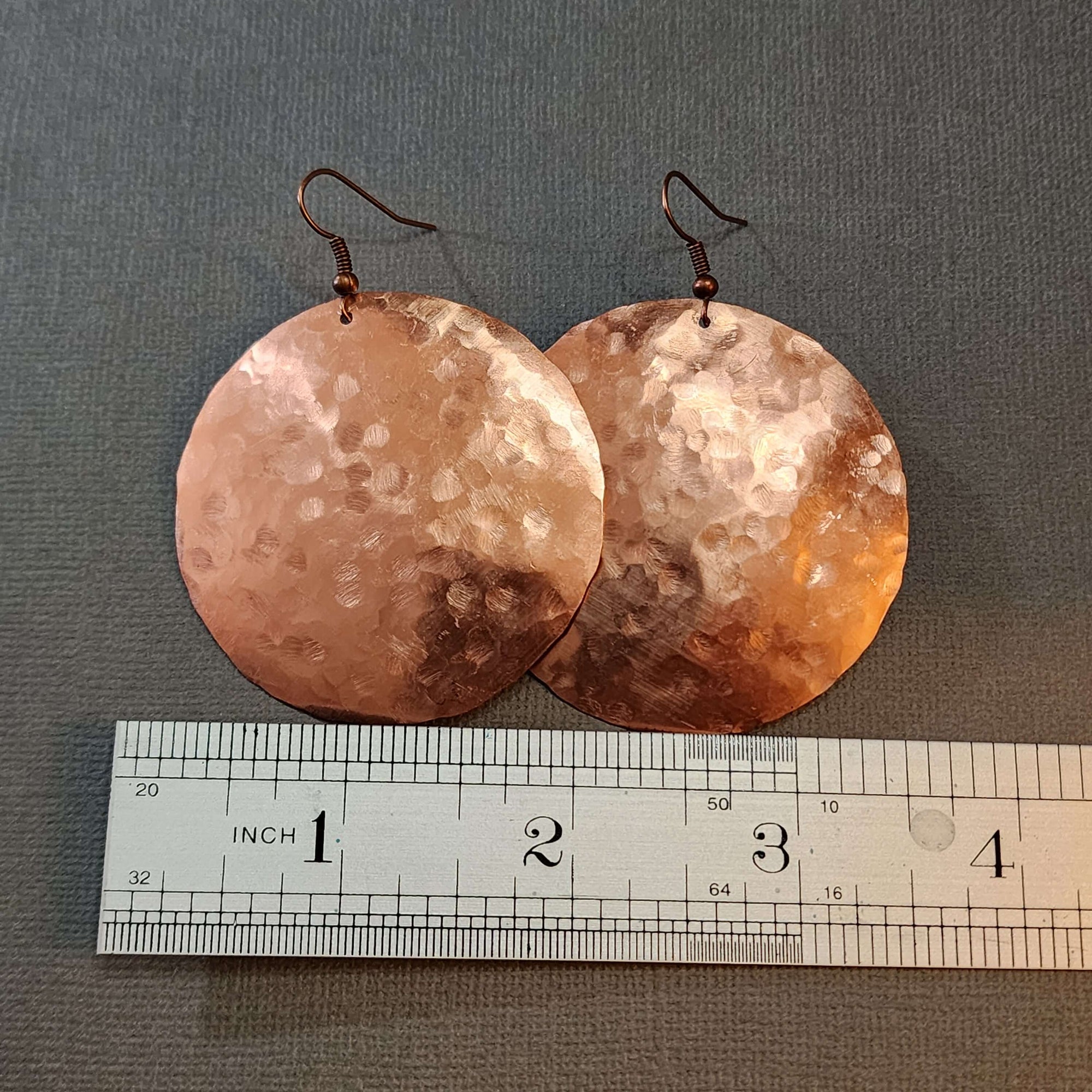 Hammered Copper Disc Earrings