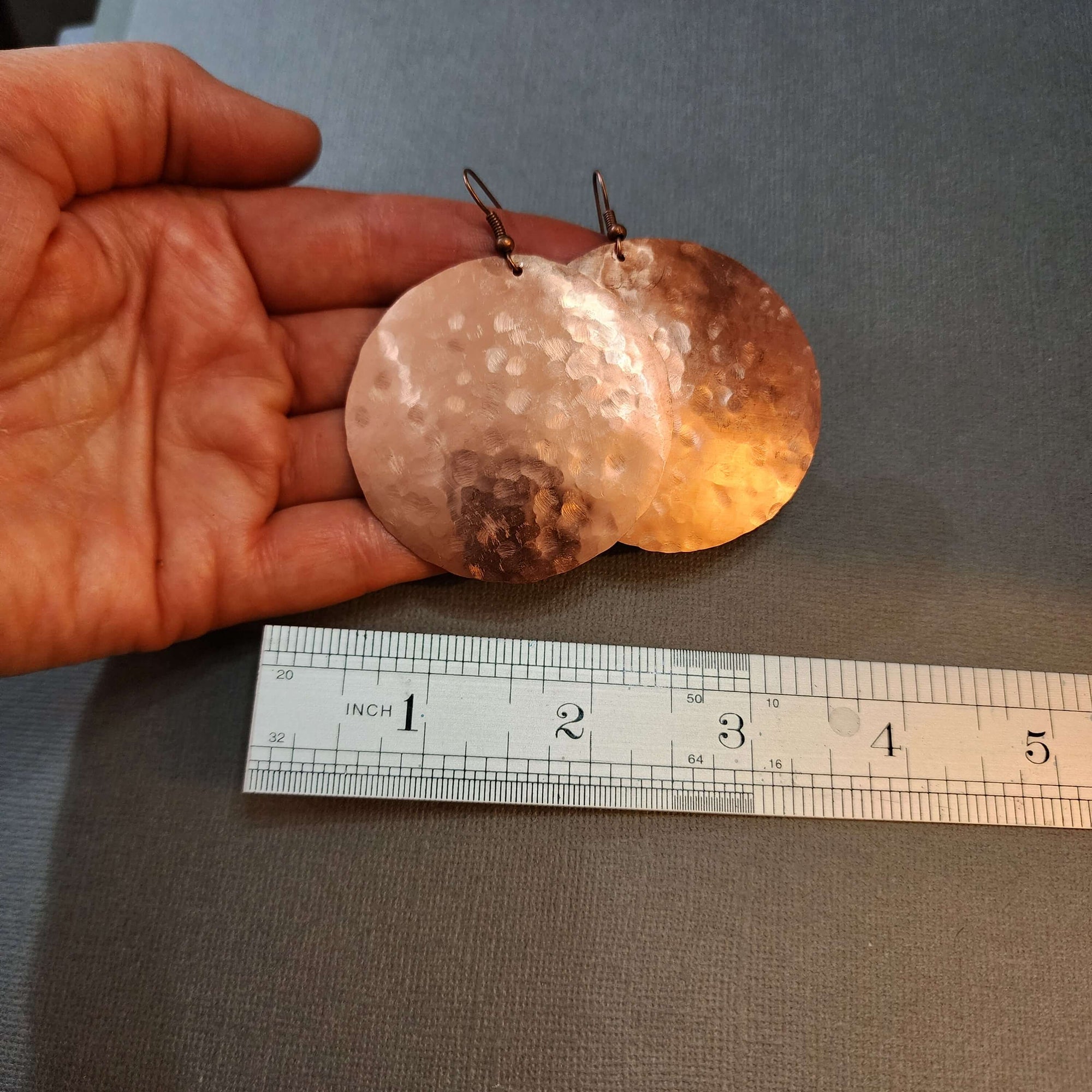 Hammered Copper Disc Earrings