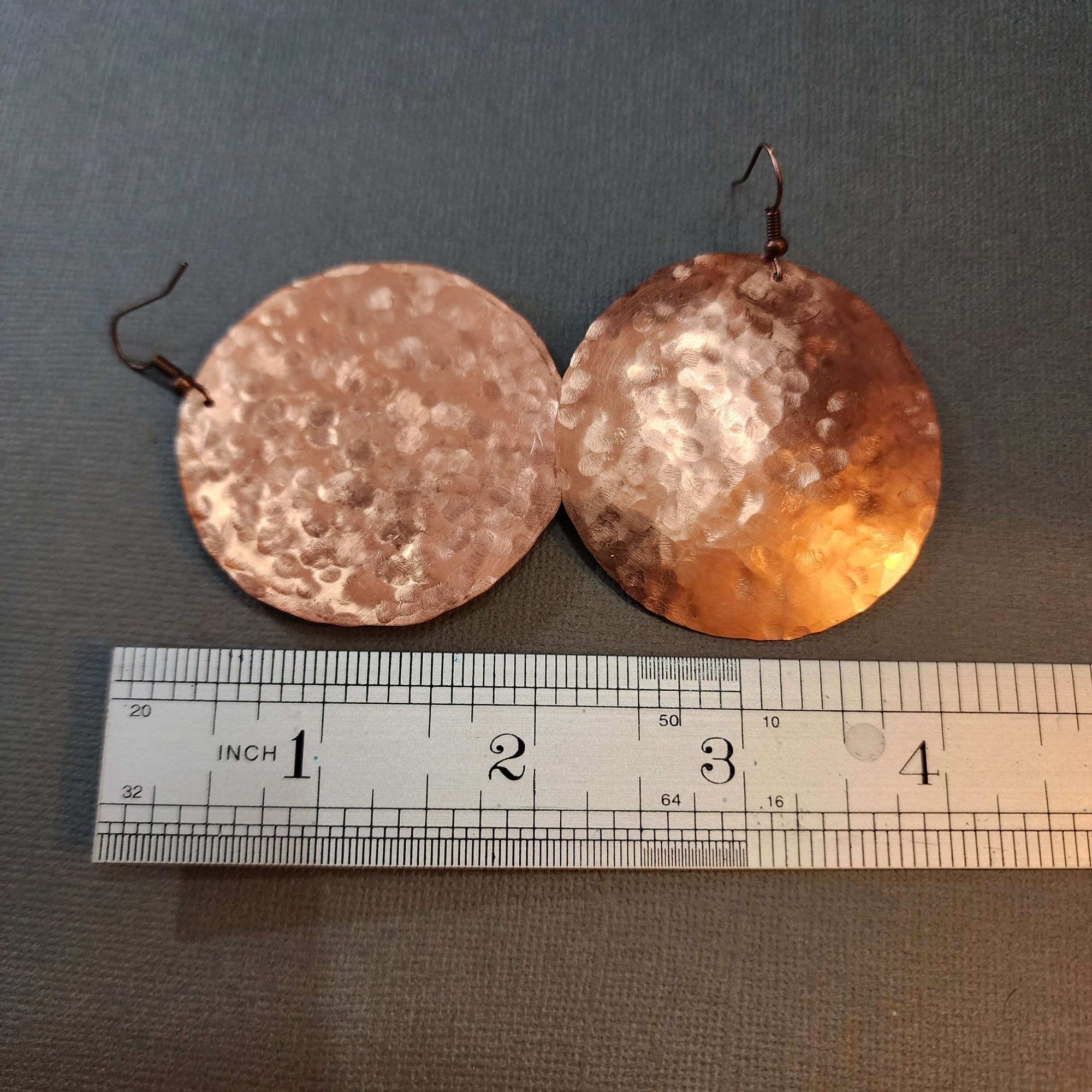 Hammered Copper Disc Earrings