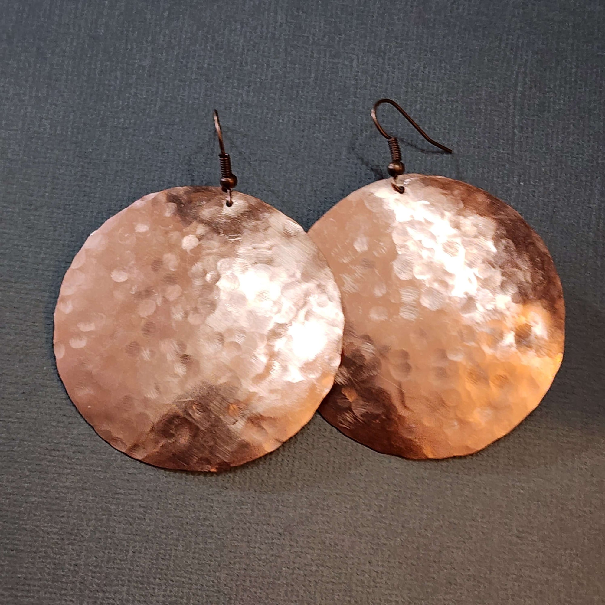 Hammered Copper Disc Earrings