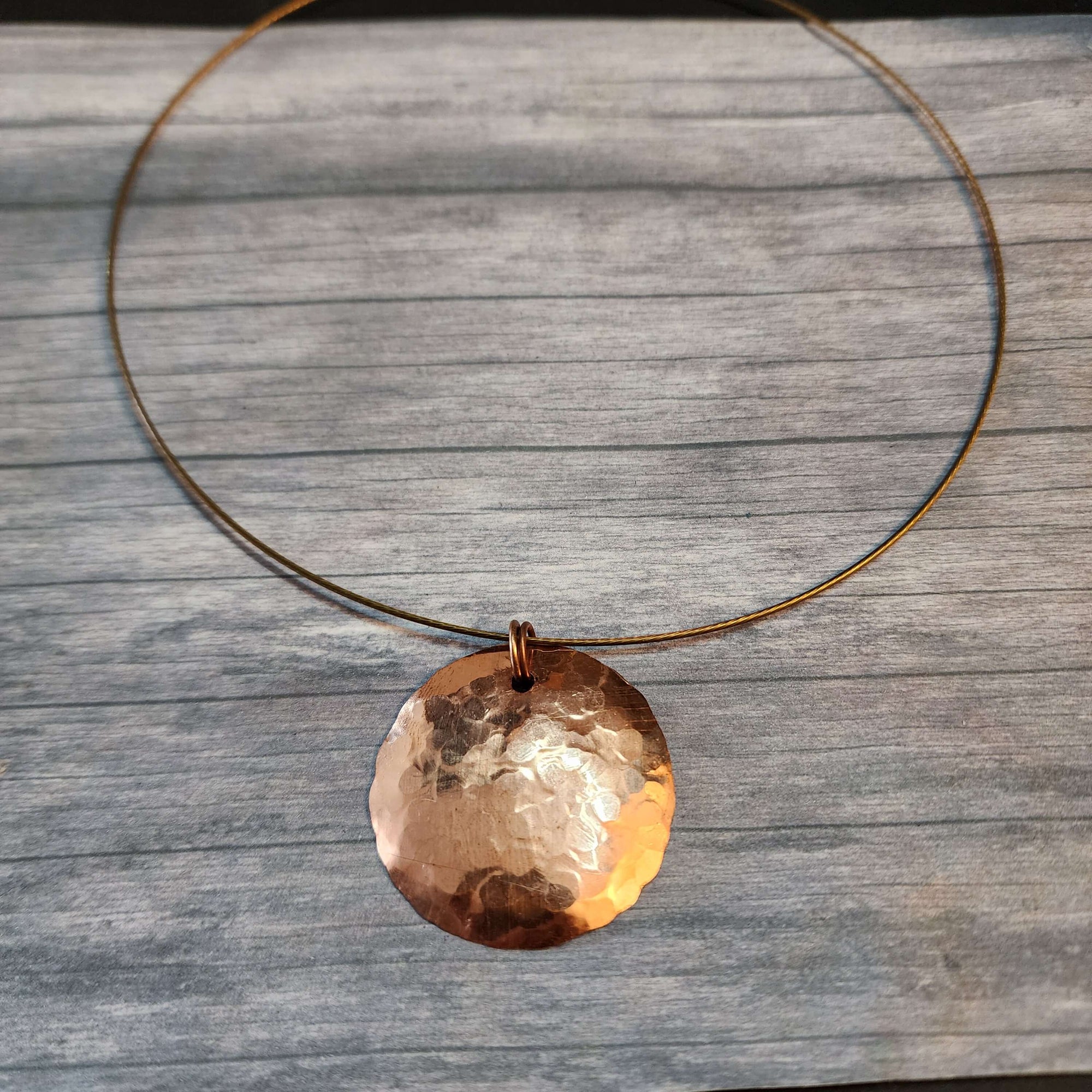 Handmade Copper Disc Pendant Necklace