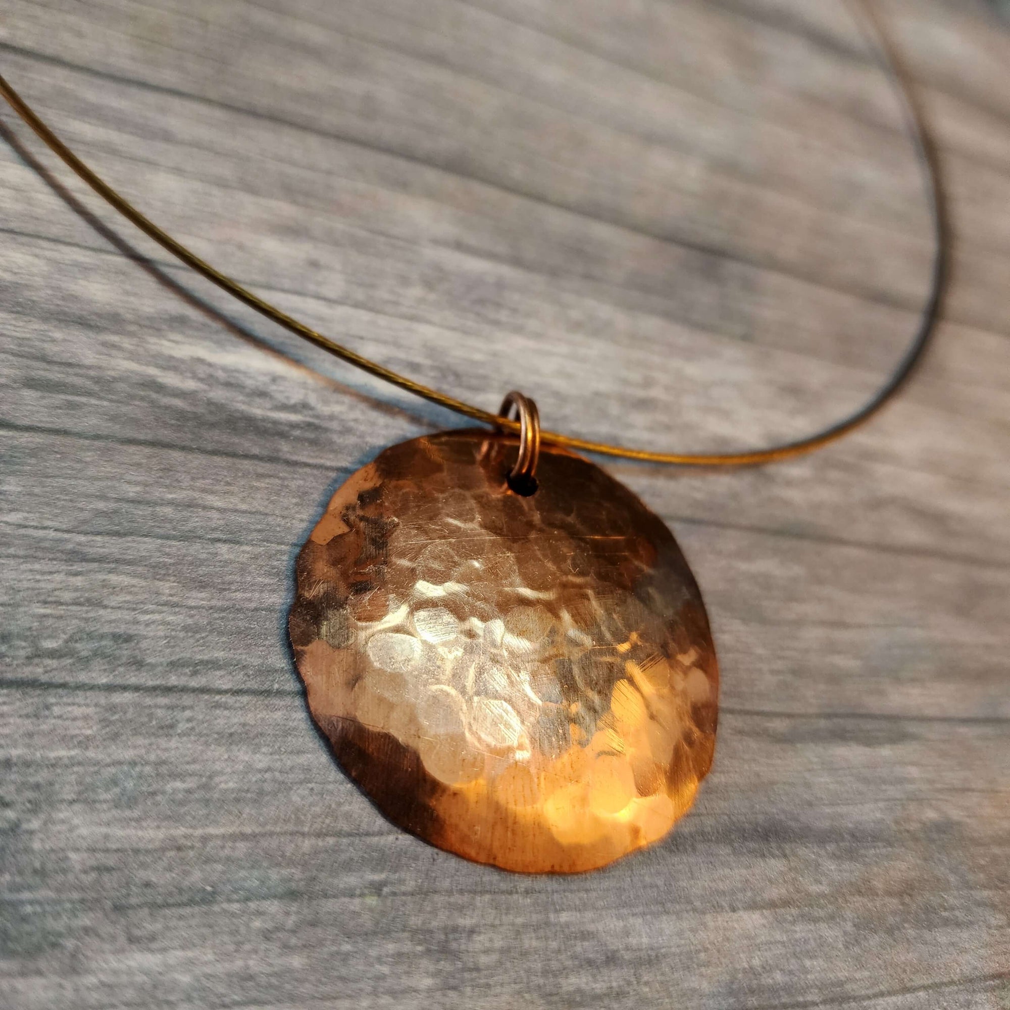 Handmade Copper Disc Pendant Necklace