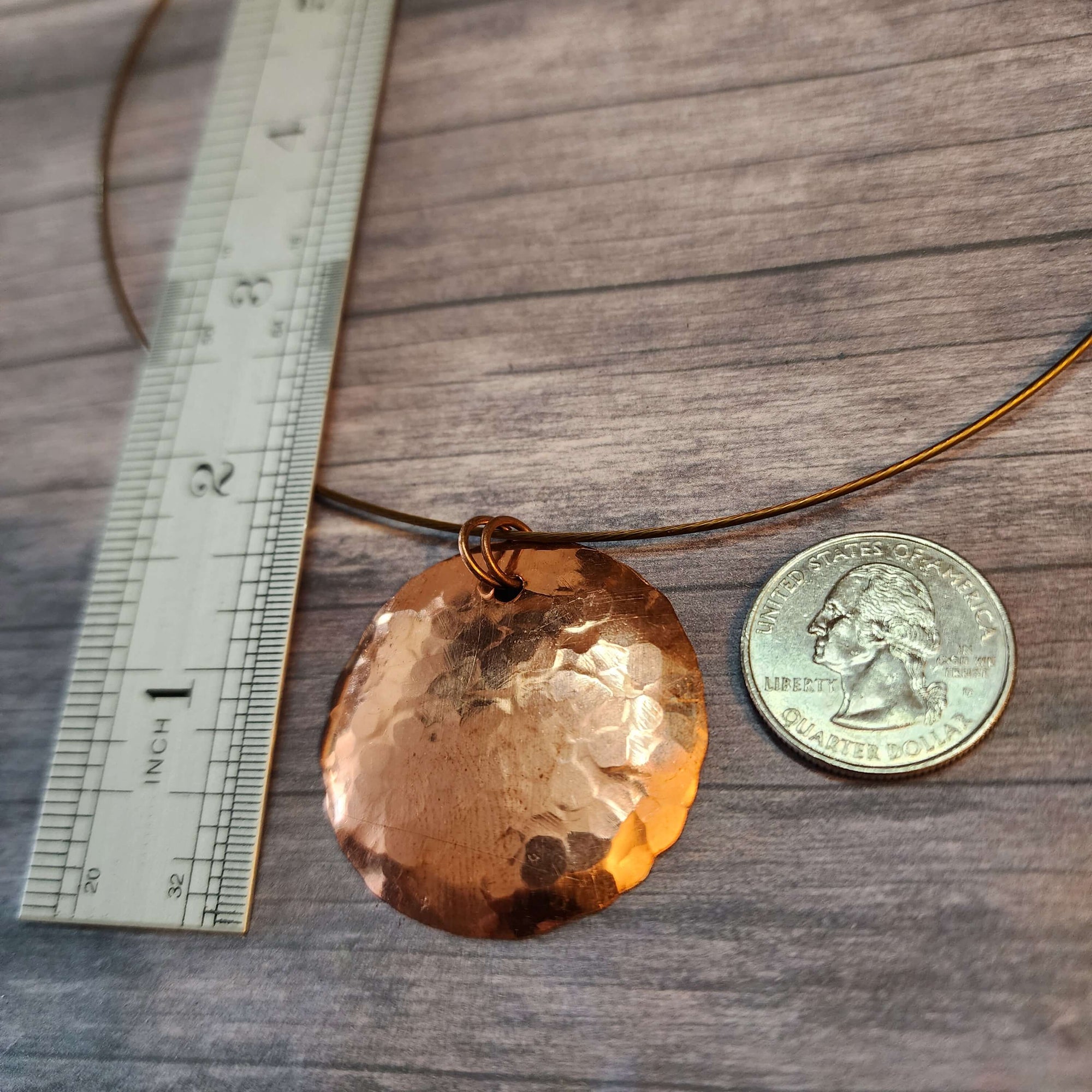 Handmade Copper Disc Pendant Necklace