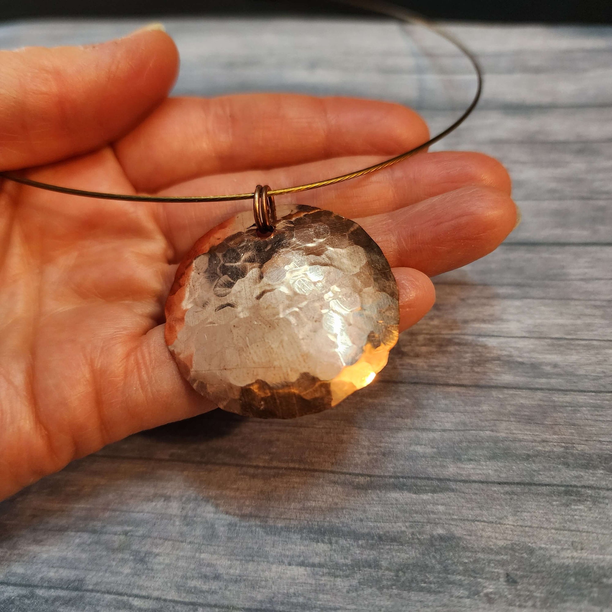 Handmade Copper Disc Pendant Necklace
