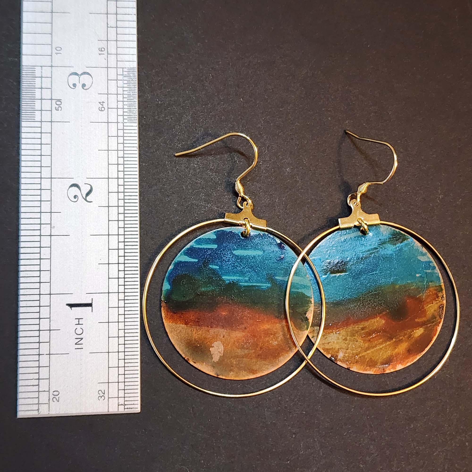 California Ocean View - Hand Painted Hoop Earrings