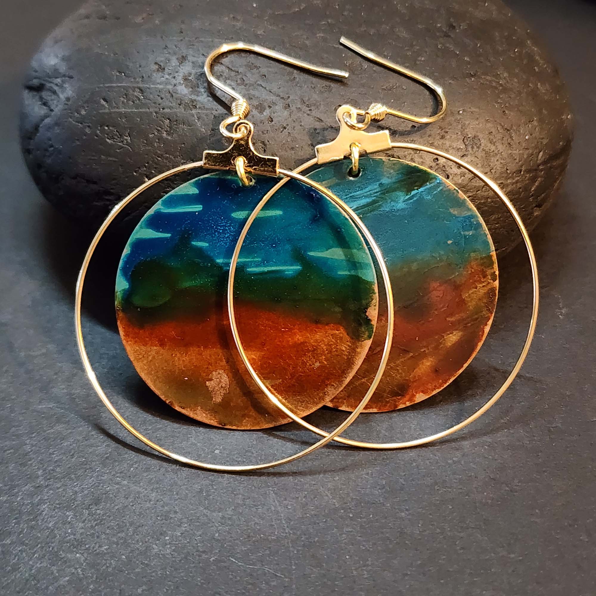California Ocean View - Hand Painted Hoop Earrings