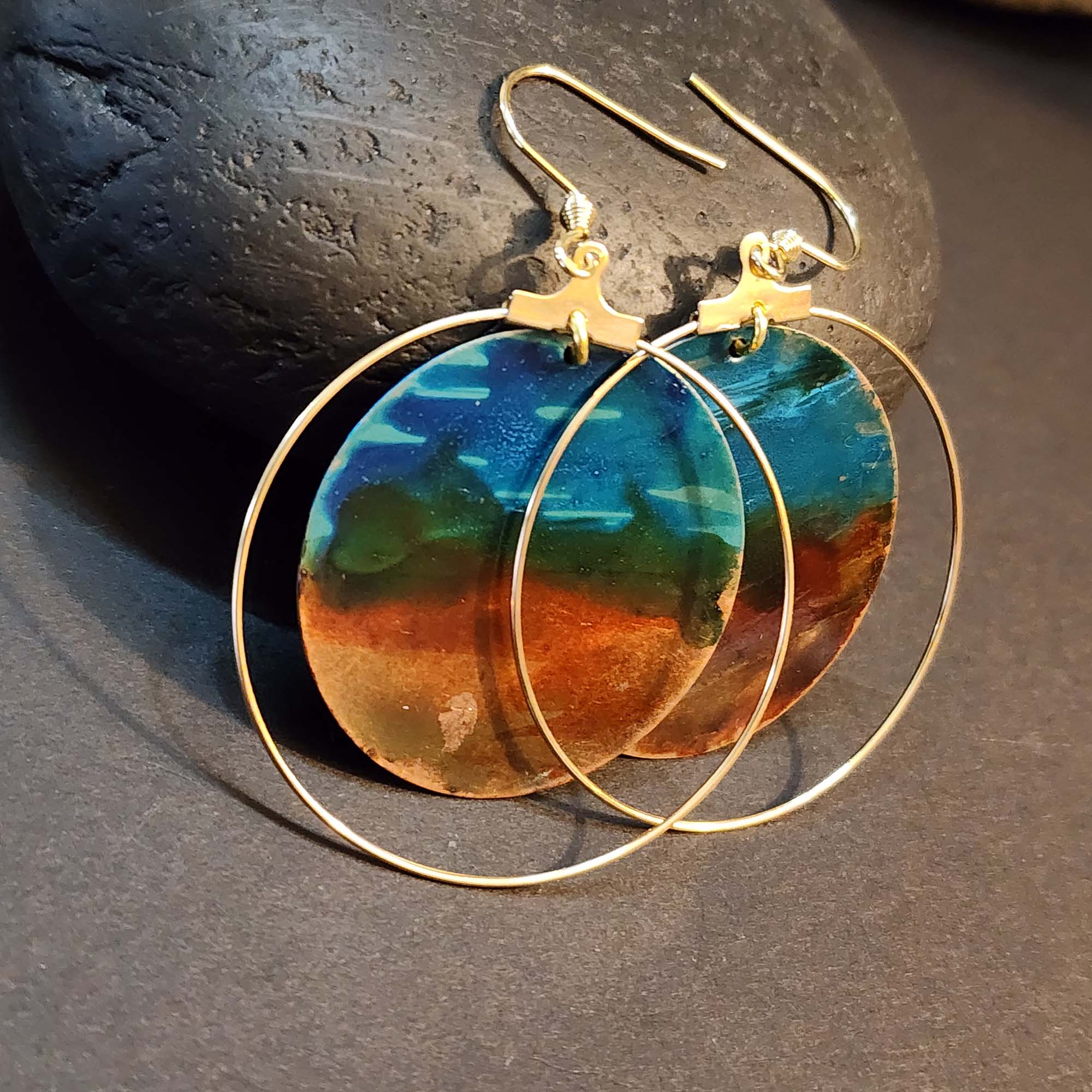 California Ocean View - Hand Painted Hoop Earrings