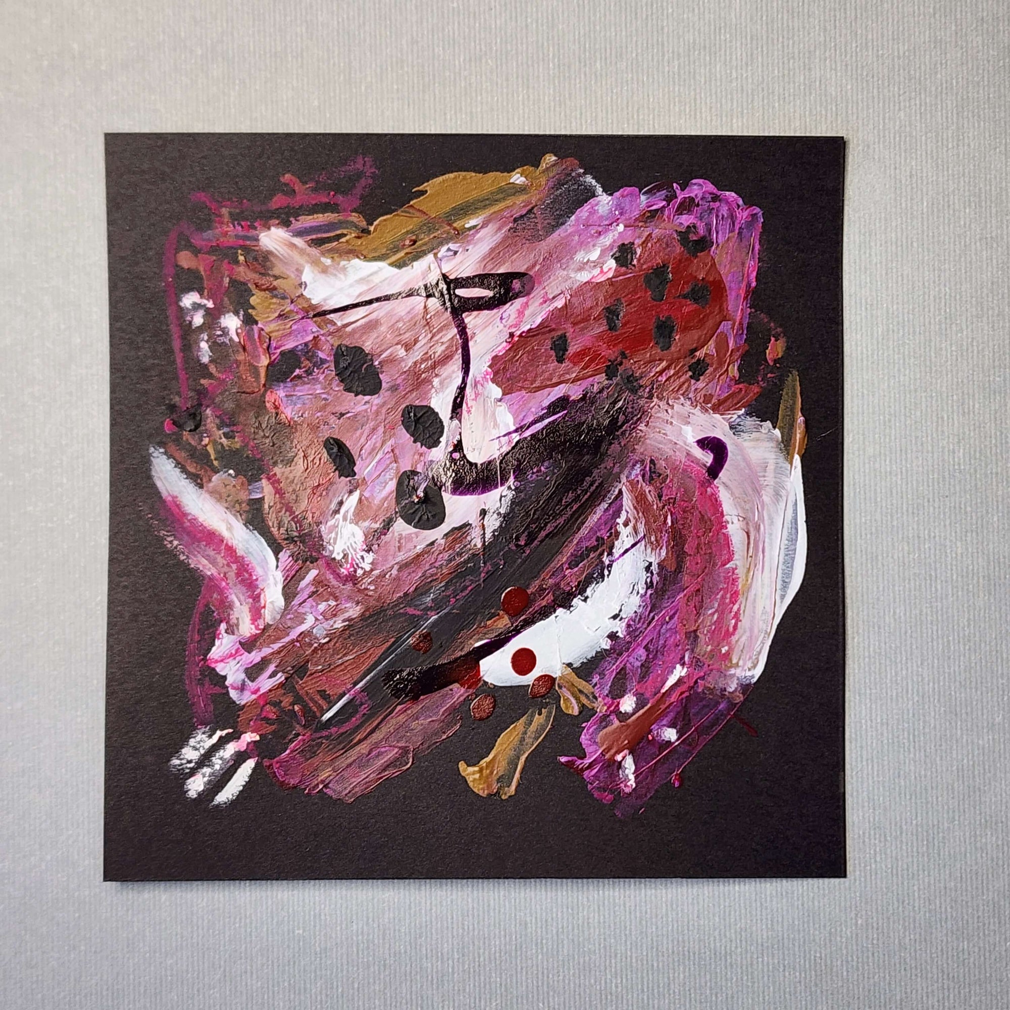 Raspberry Pizazz 001 - Small 4 x 4 Inch Original Abstract Painting