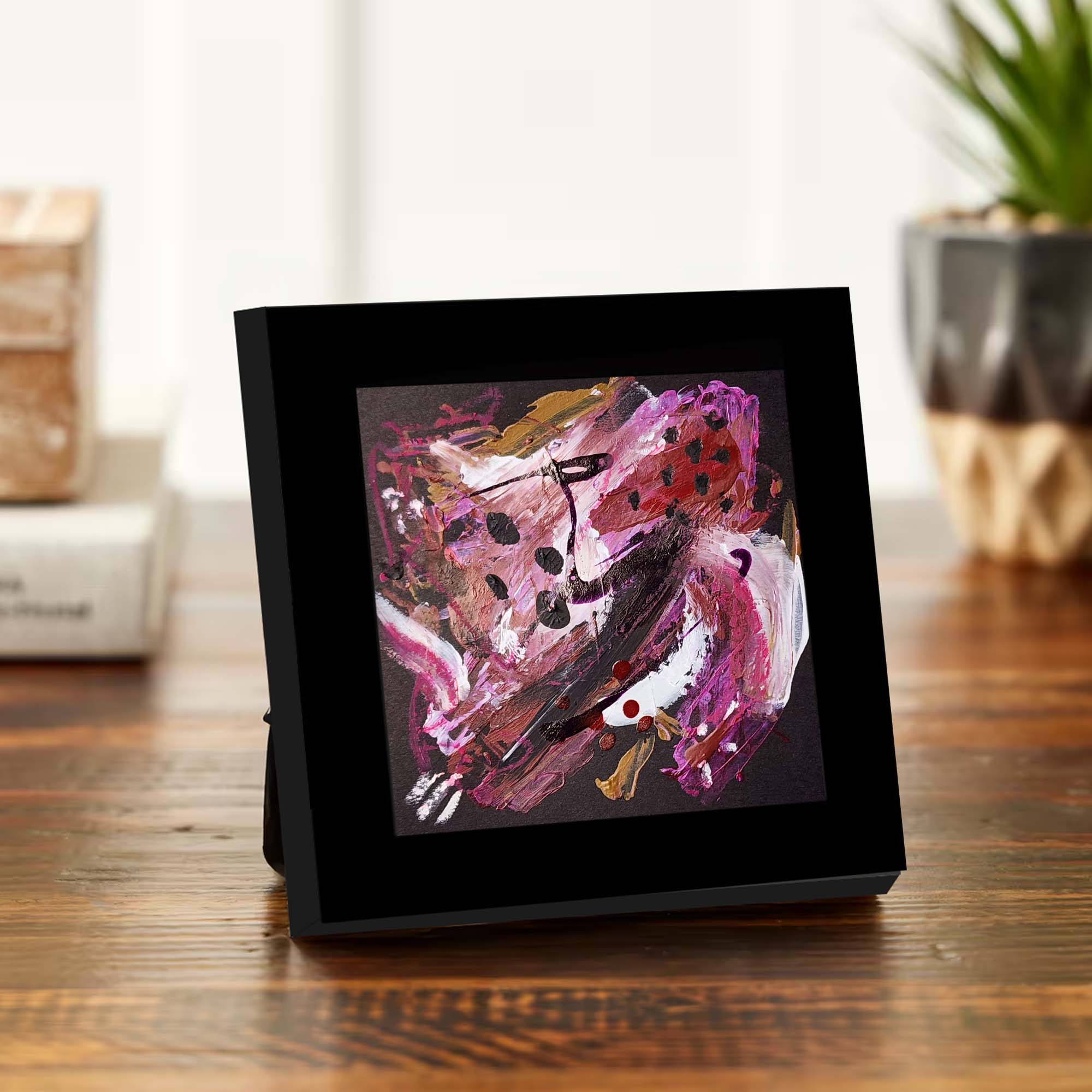 Raspberry Pizazz 001 - Small 4 x 4 Inch Original Abstract Painting