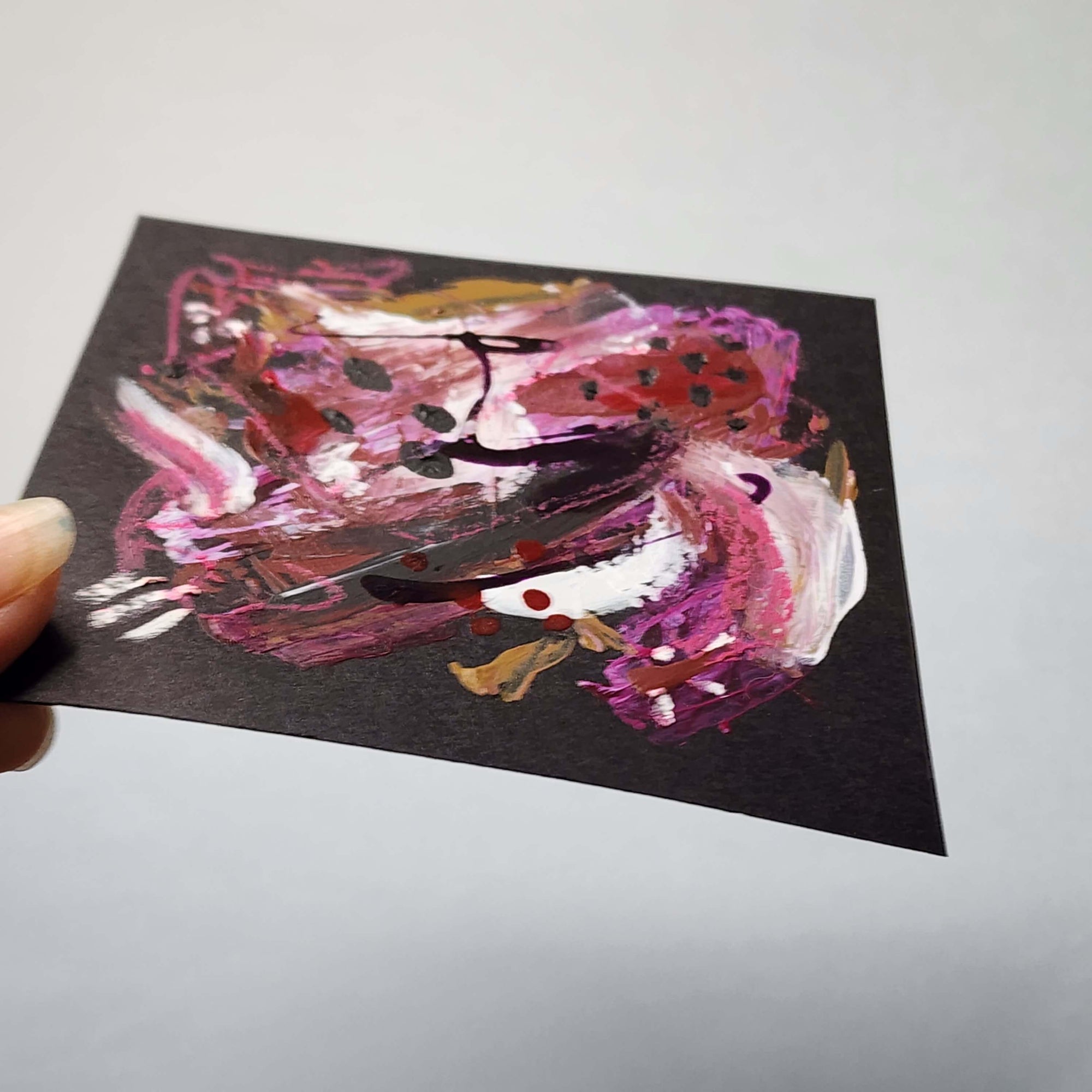 Raspberry Pizazz 001 - Small 4 x 4 Inch Original Abstract Painting