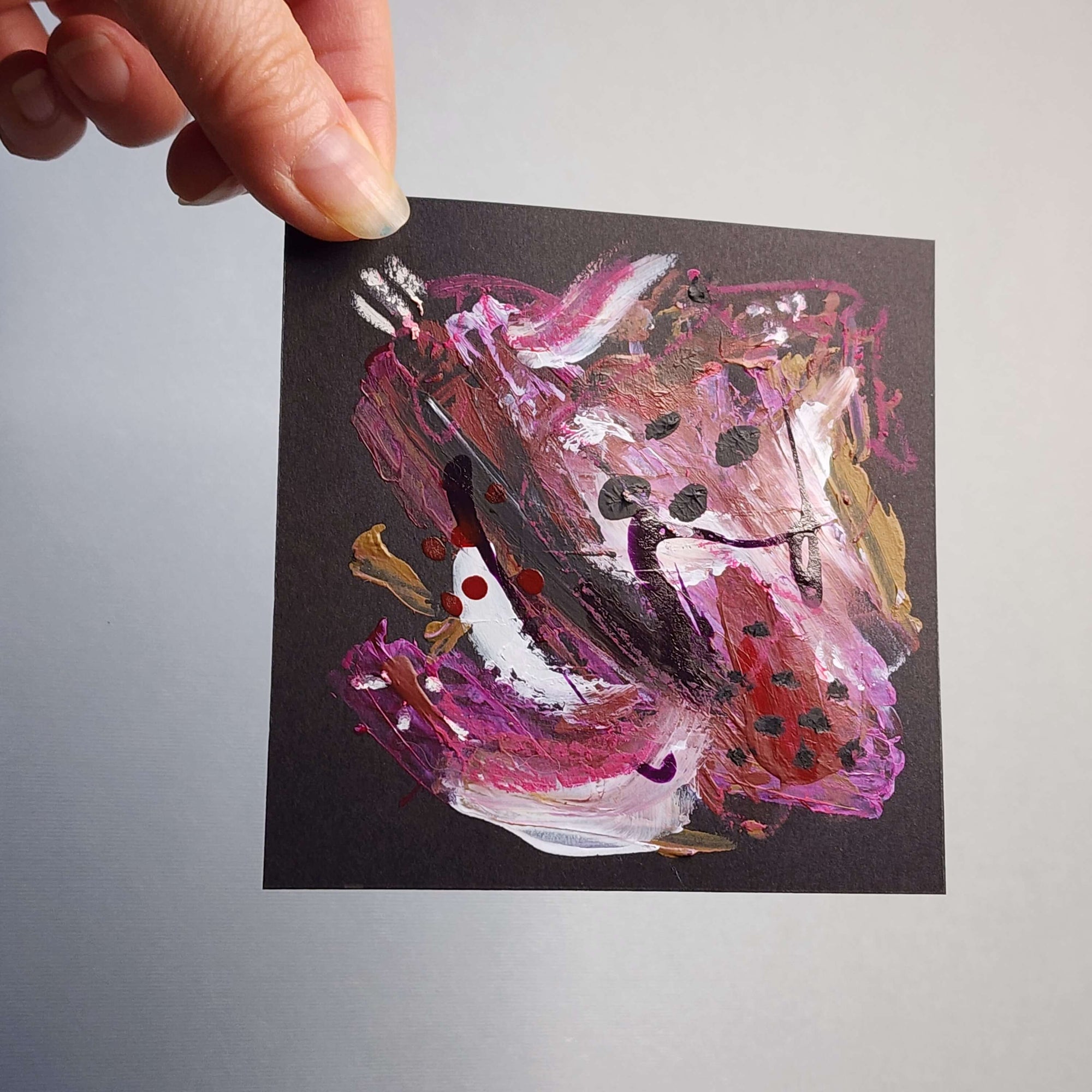 Raspberry Pizazz 001 - Small 4 x 4 Inch Original Abstract Painting
