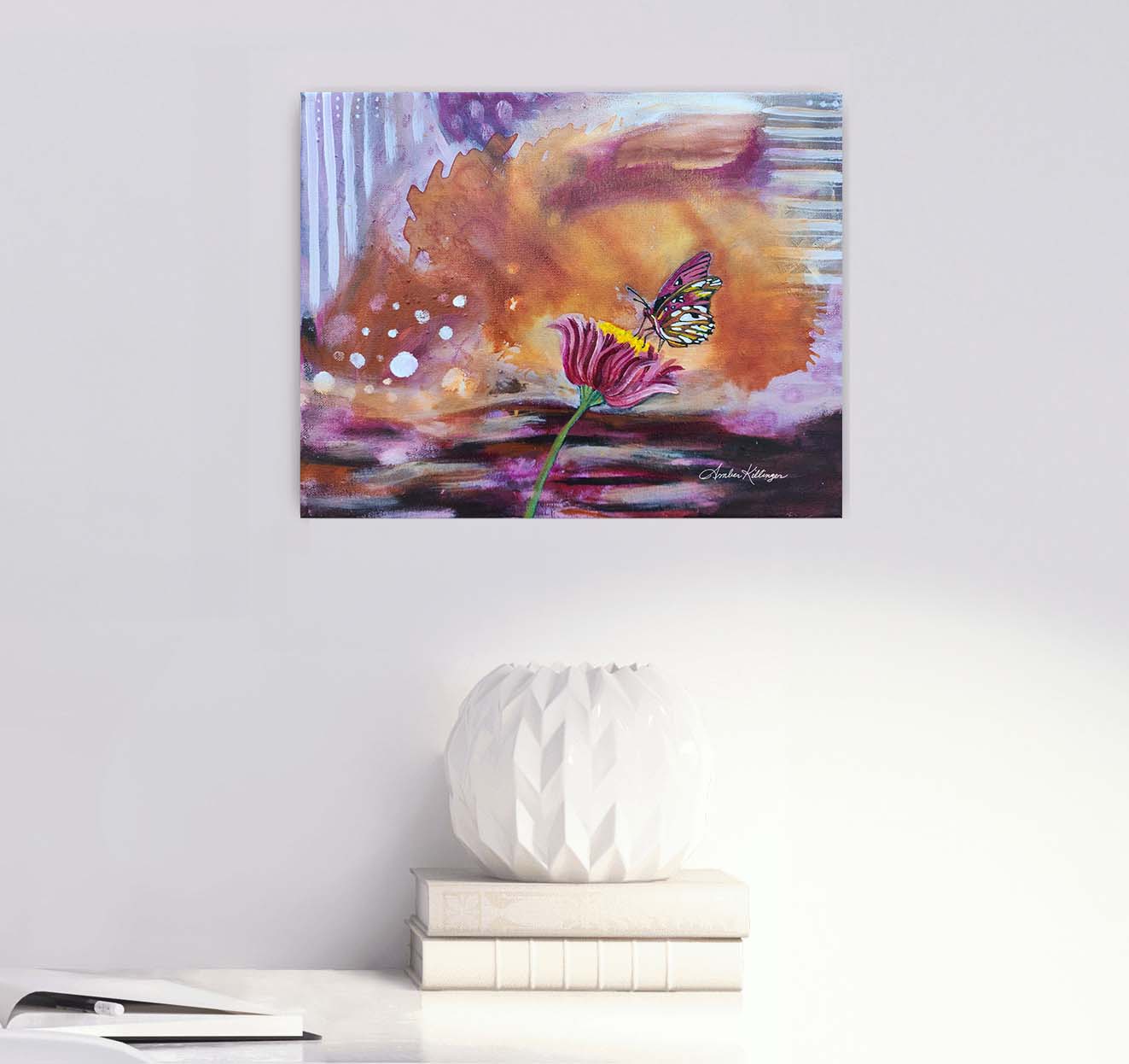 Awakening - Original Abstract Butterfly Art Painting 14x11 (Unframed)