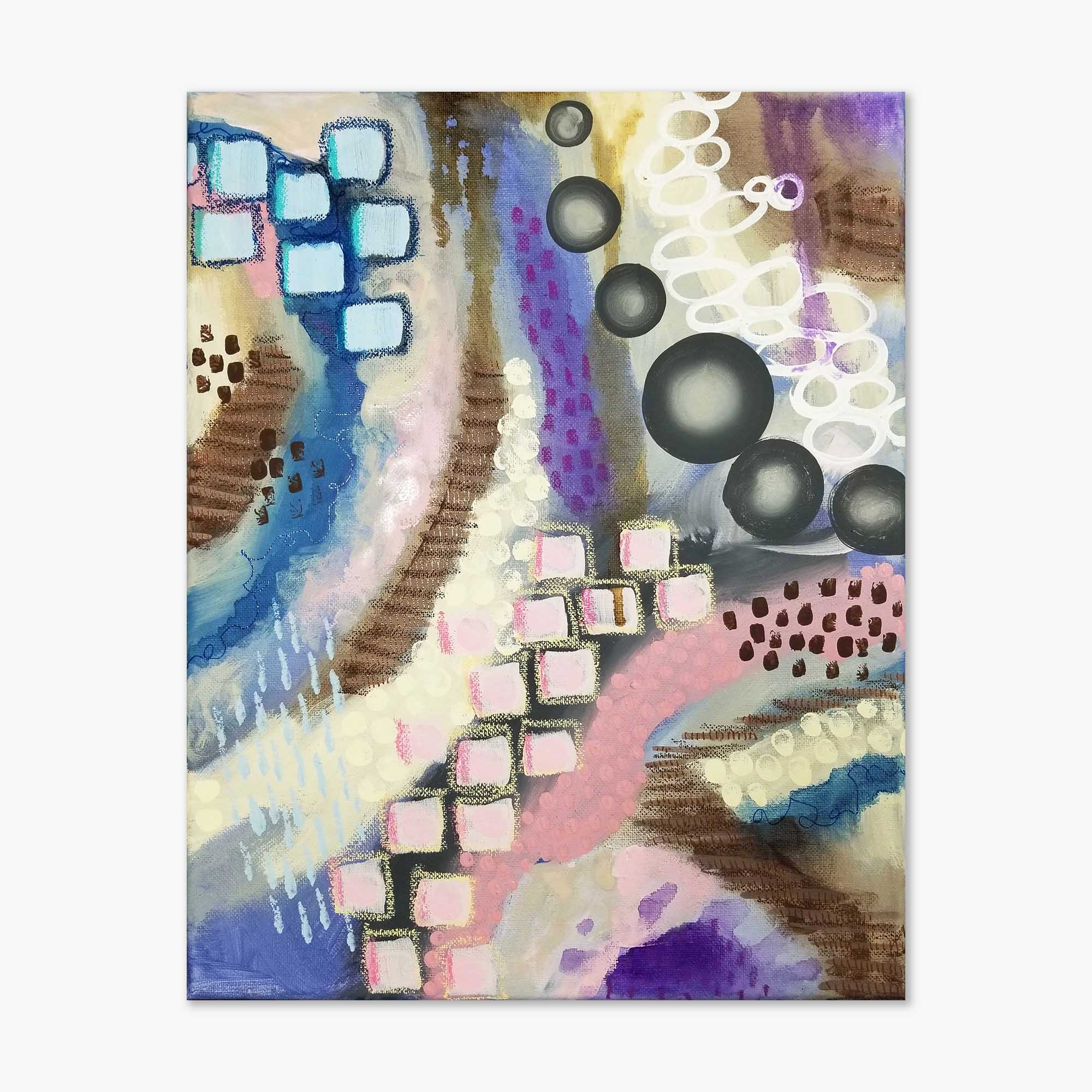 "Belly Dance" Blue Abstract Intuitive Art (3 Piece Set) 11x14 ea