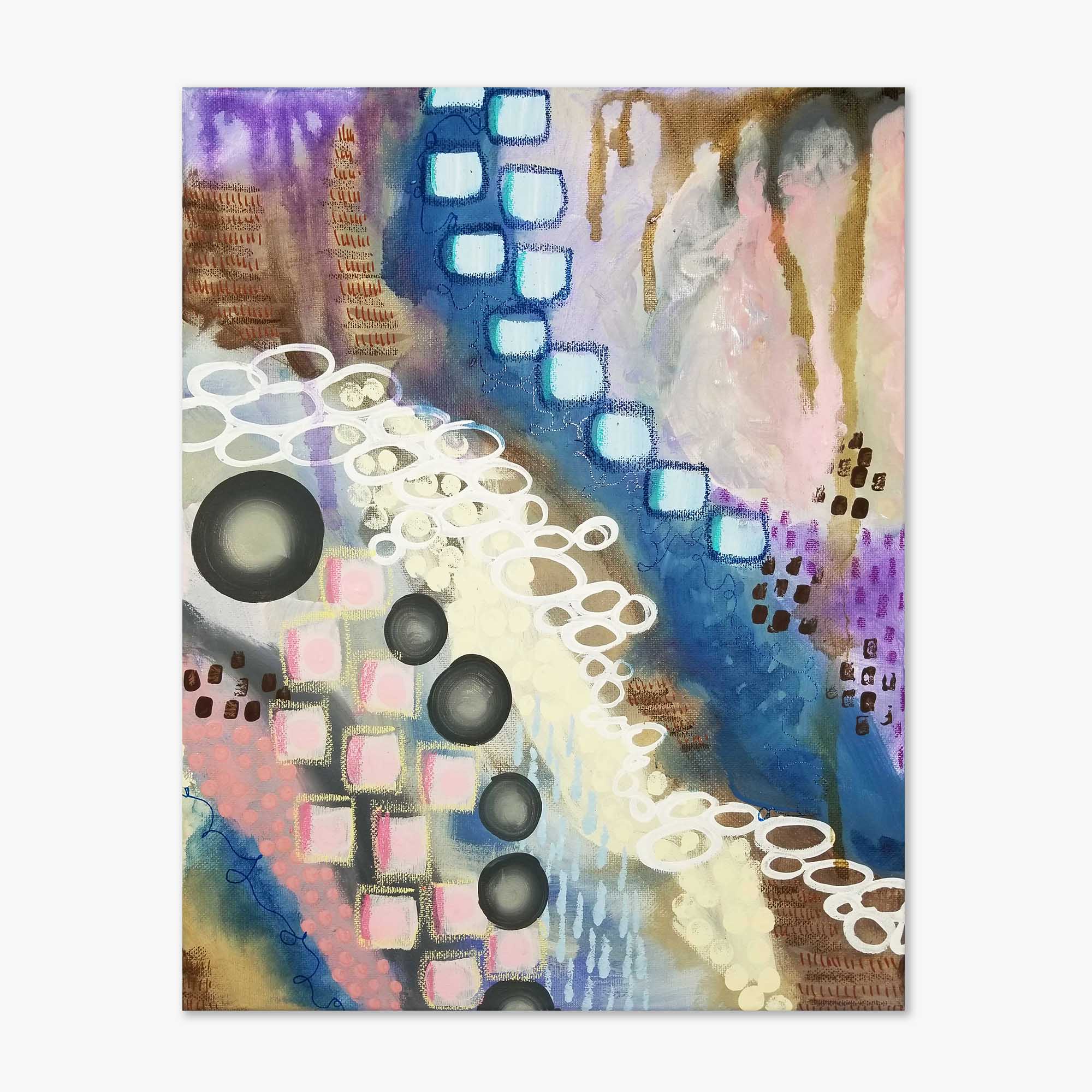 "Belly Dance" Blue Abstract Intuitive Art (3 Piece Set) 11x14 ea