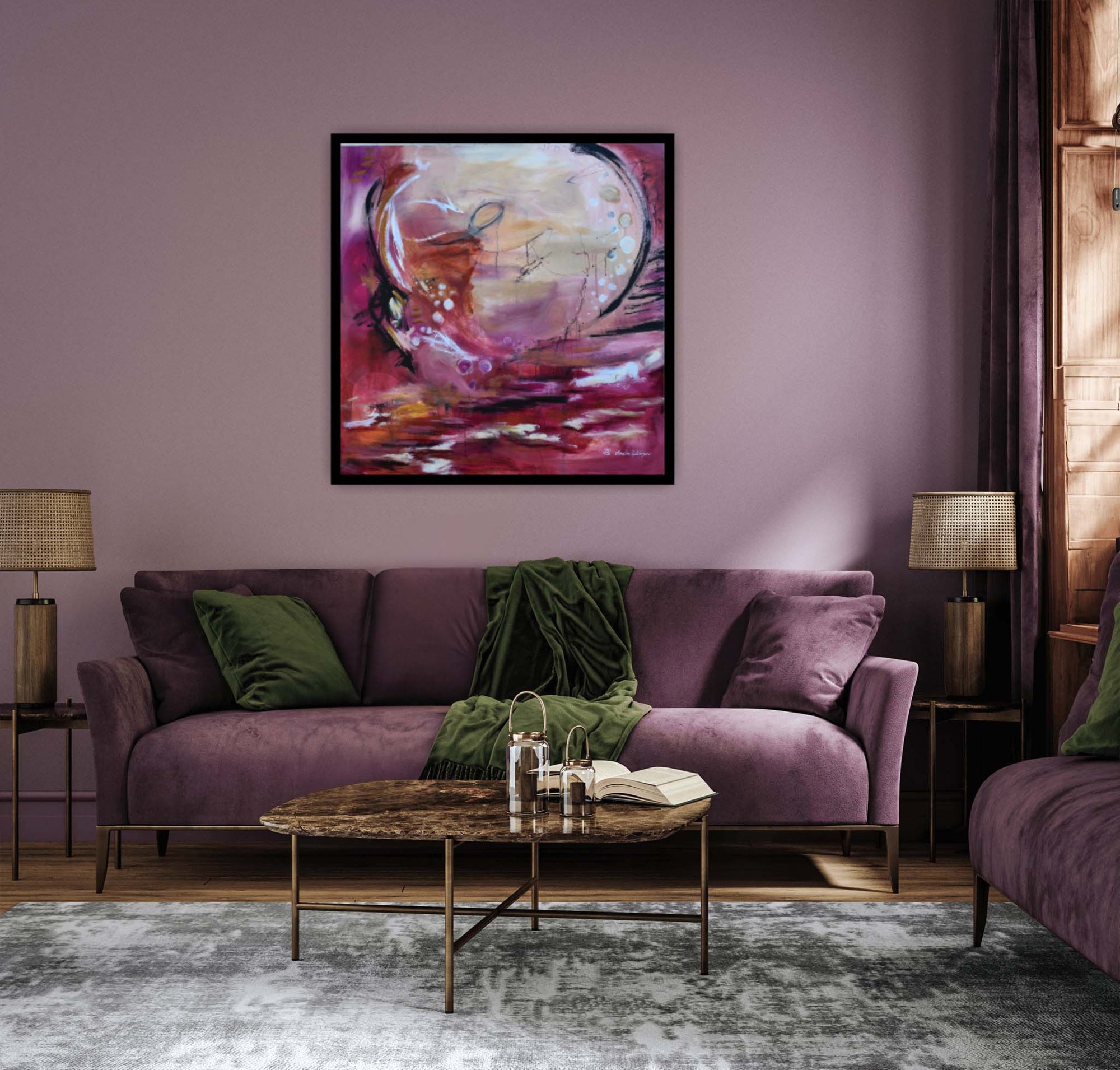 Crimson Dawn - Original Abstract Art Painting 36x36 (Unframed)