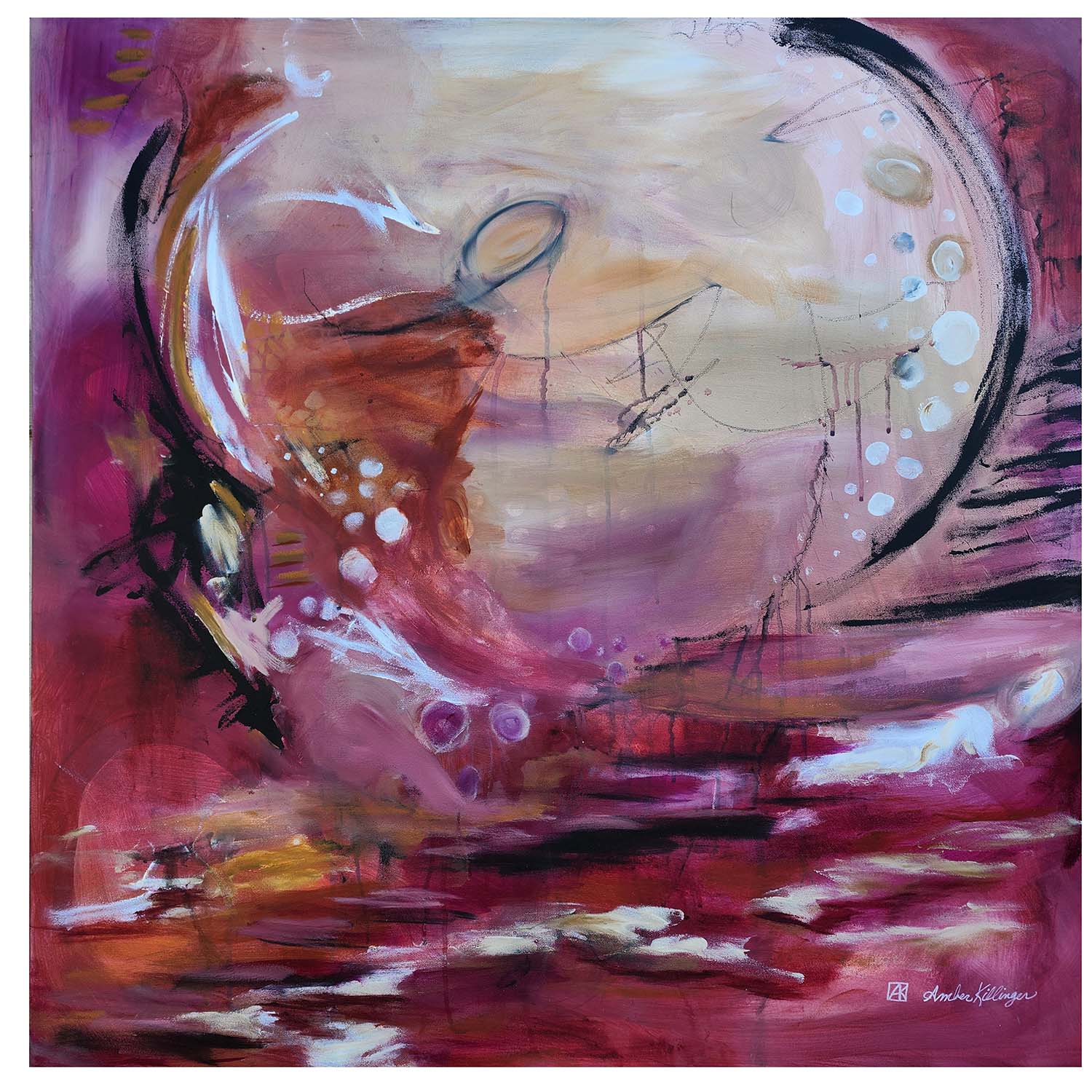 Crimson Dawn - Original Abstract Art Painting 36x36 (Unframed)
