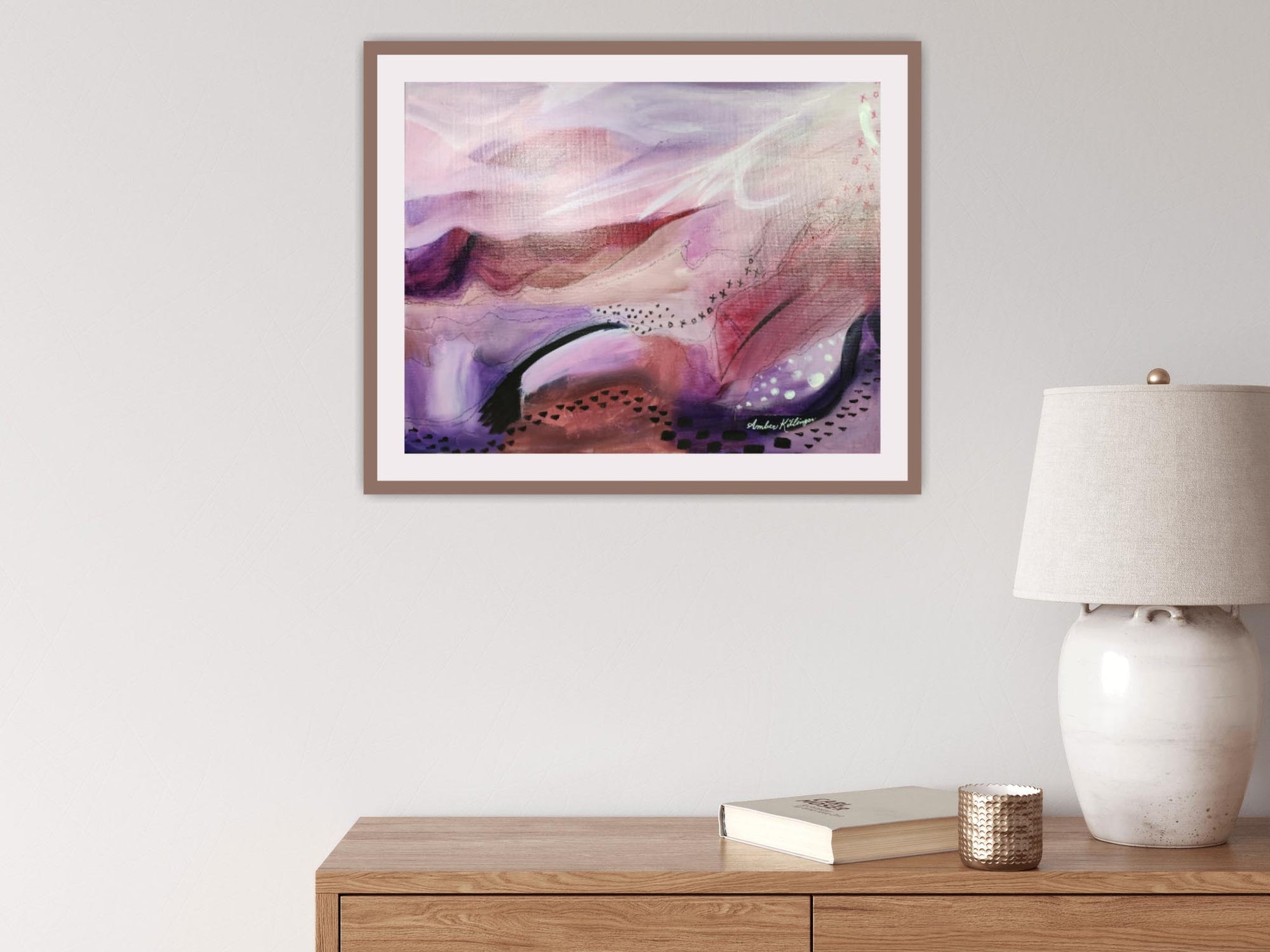 Desert Sunset - Muted Violet Purple Original Abstract Art Painting 16x20 - Amber Killinger Art