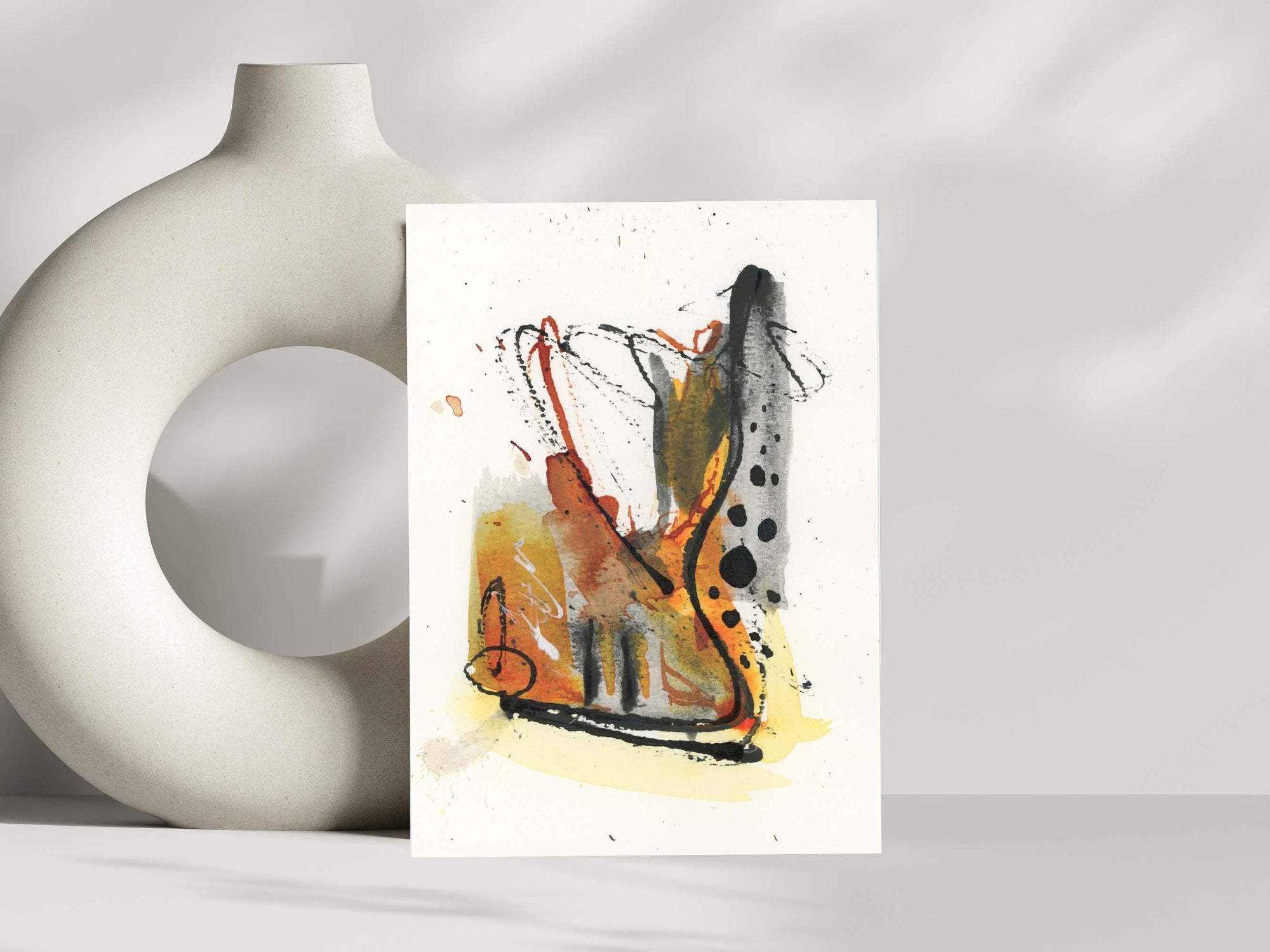 Earth and Fire 001 - Small 5x7 Inch Original Abstract Painting