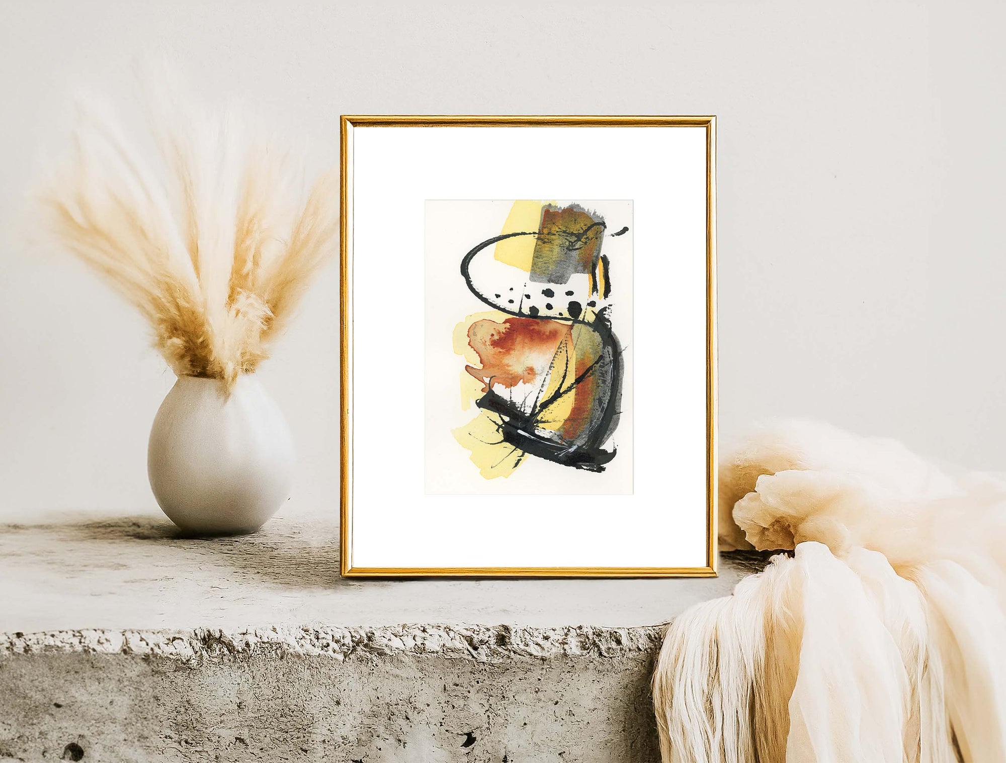 Earth and Fire 004 - Small 5x7 Inch Original Abstract Painting