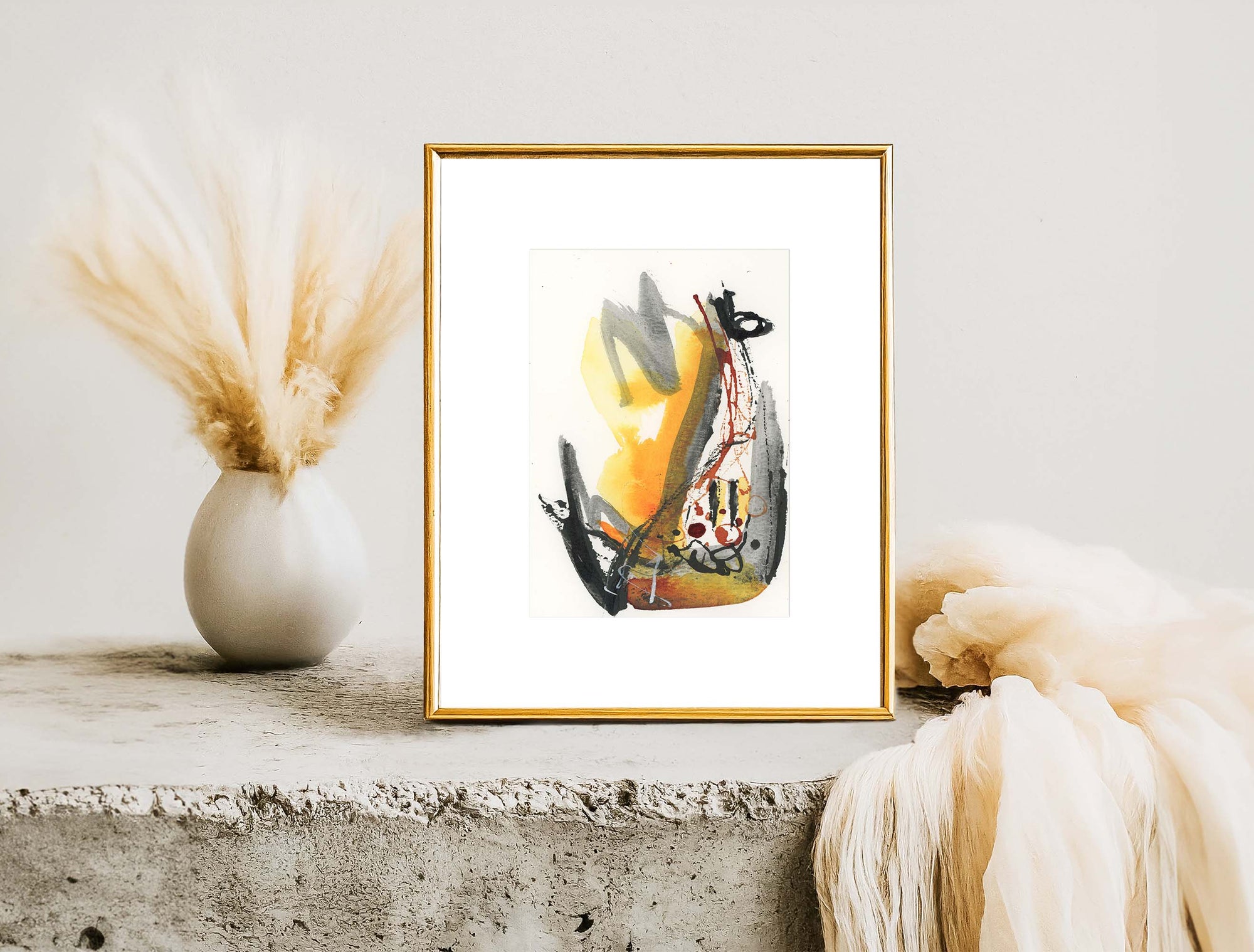 Earth and Fire 005 - Small 5x7 Inch Original Abstract Painting