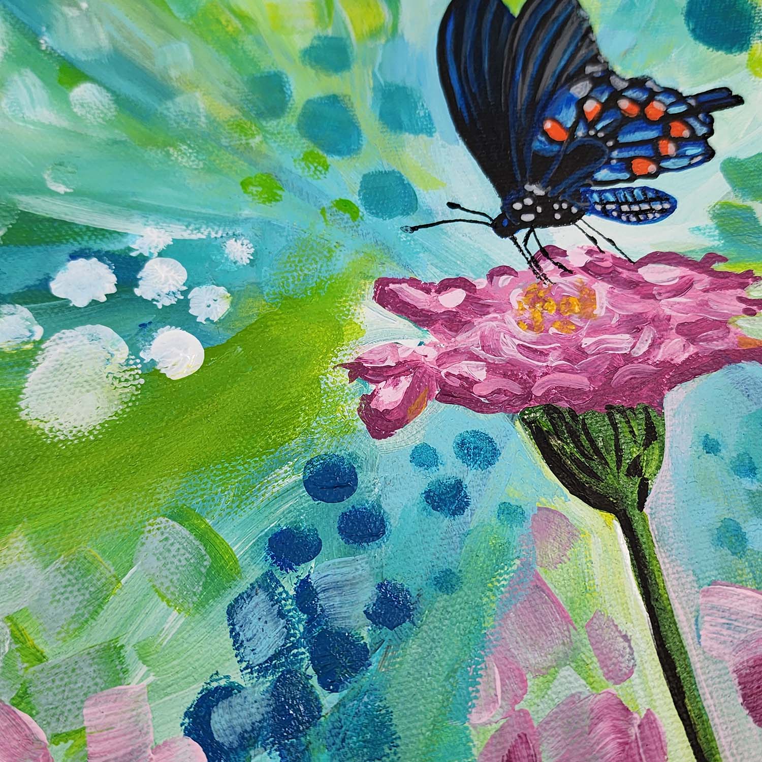 Energy of Spring - Butterfly Original Painting 10x10 (Unframed)