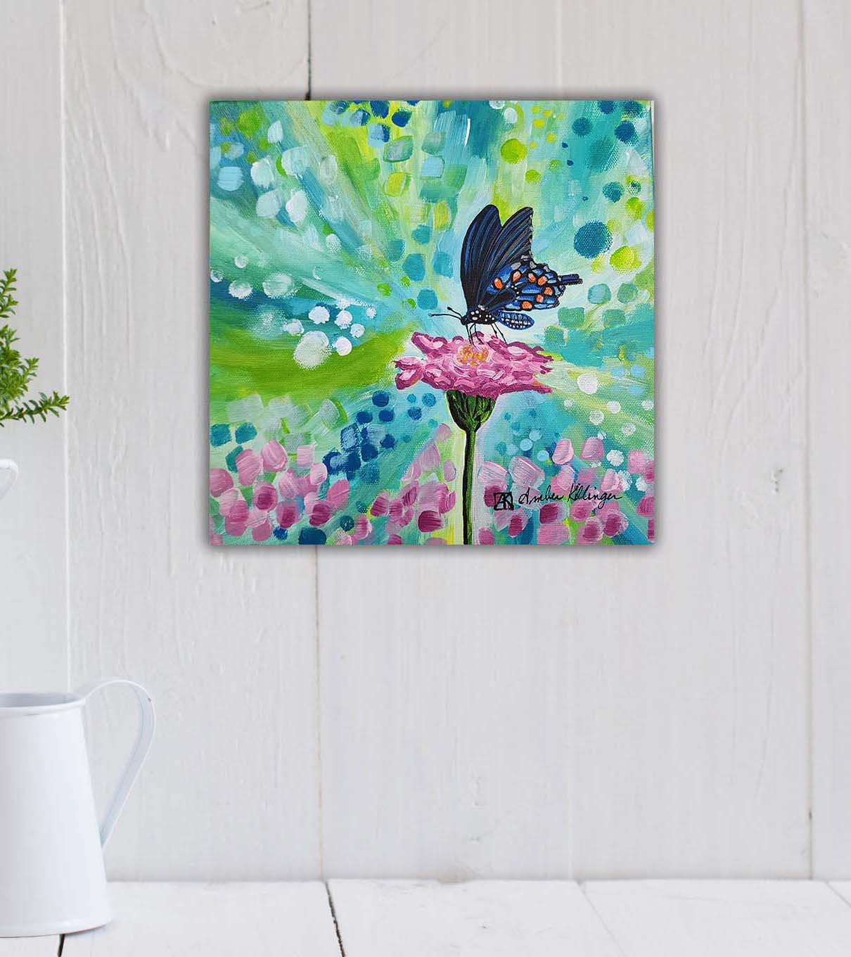 Energy of Spring - Butterfly Original Painting 10x10 (Unframed)