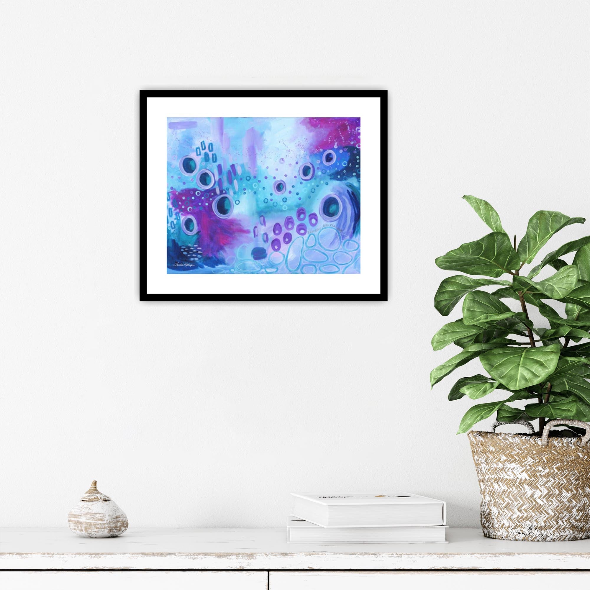Amber Killinger Art - "Herein Lies The Way" Original Abstract Art Painting 11x14 Blue Purple