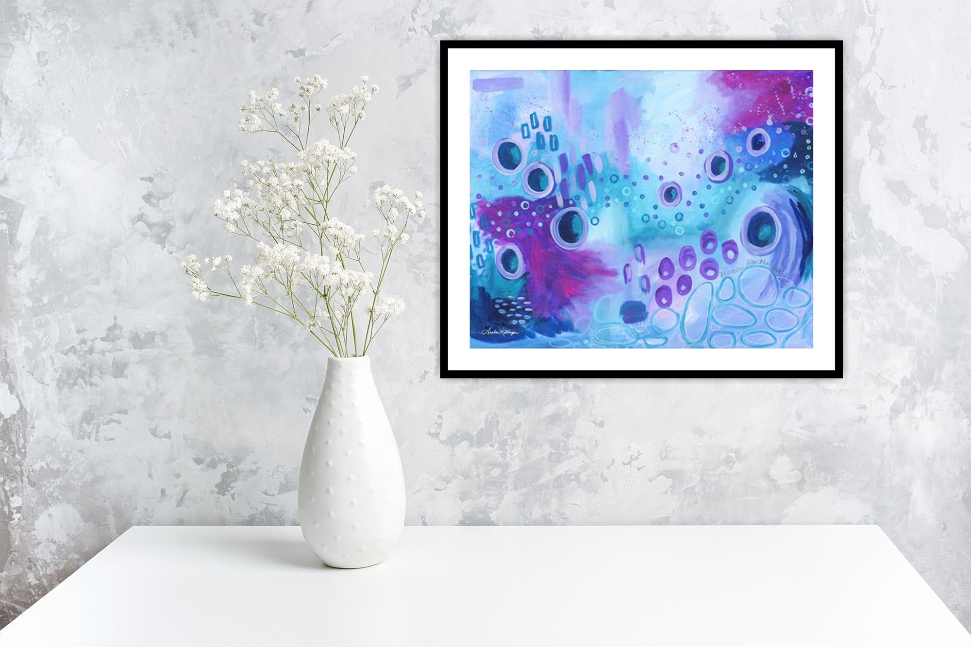 Amber Killinger Art - "Herein Lies The Way" Original Abstract Art Painting 11x14 Blue Purple
